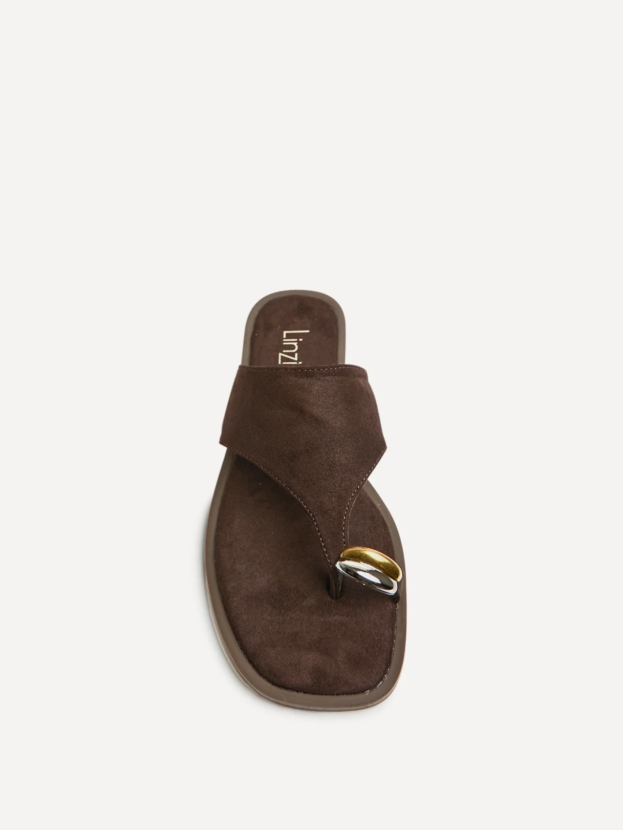 Contain Brown Toe Ring Flat Sandals - Image 4