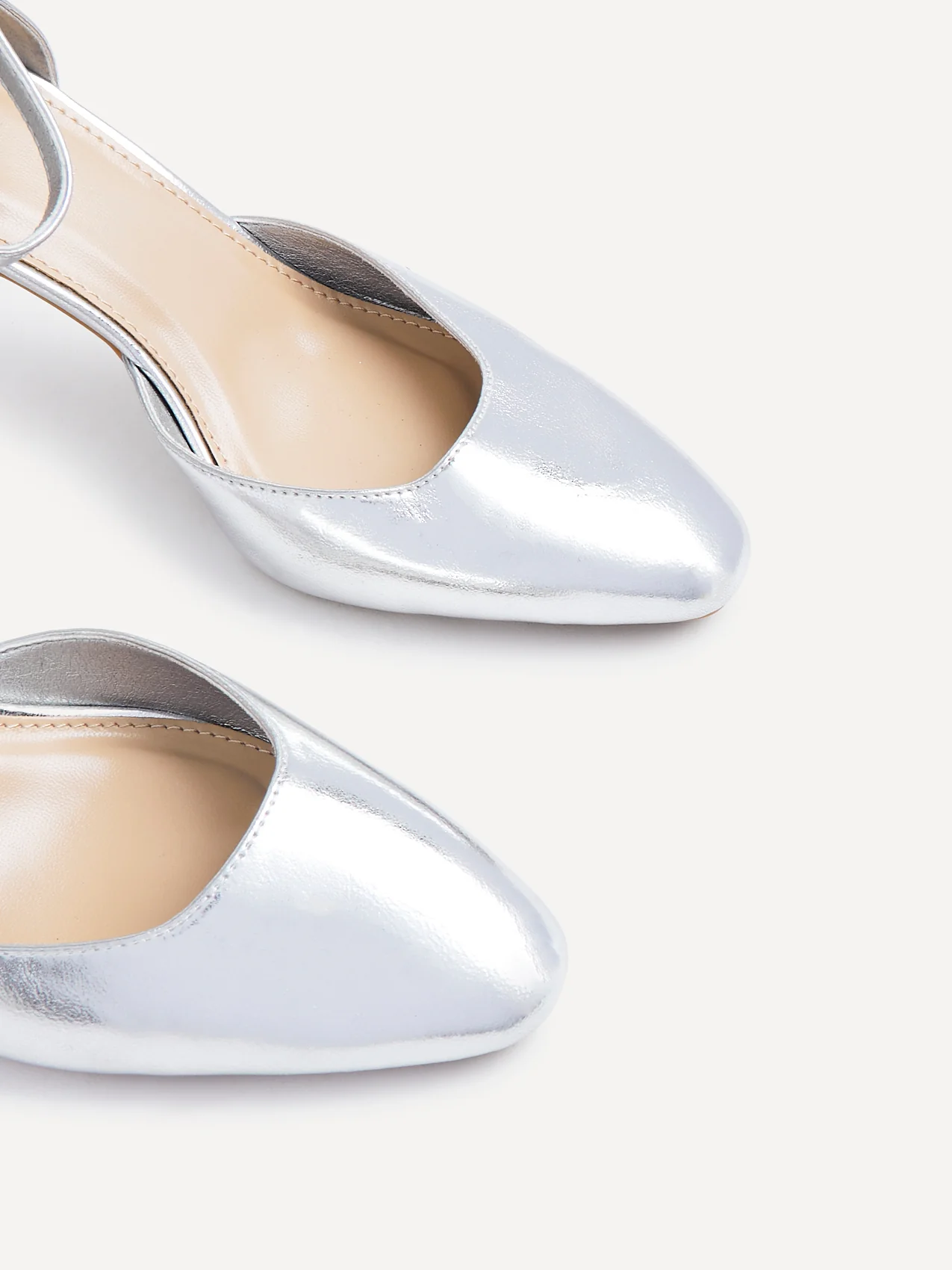 Corinne Silver Faux Leather Court Heels - Image 3