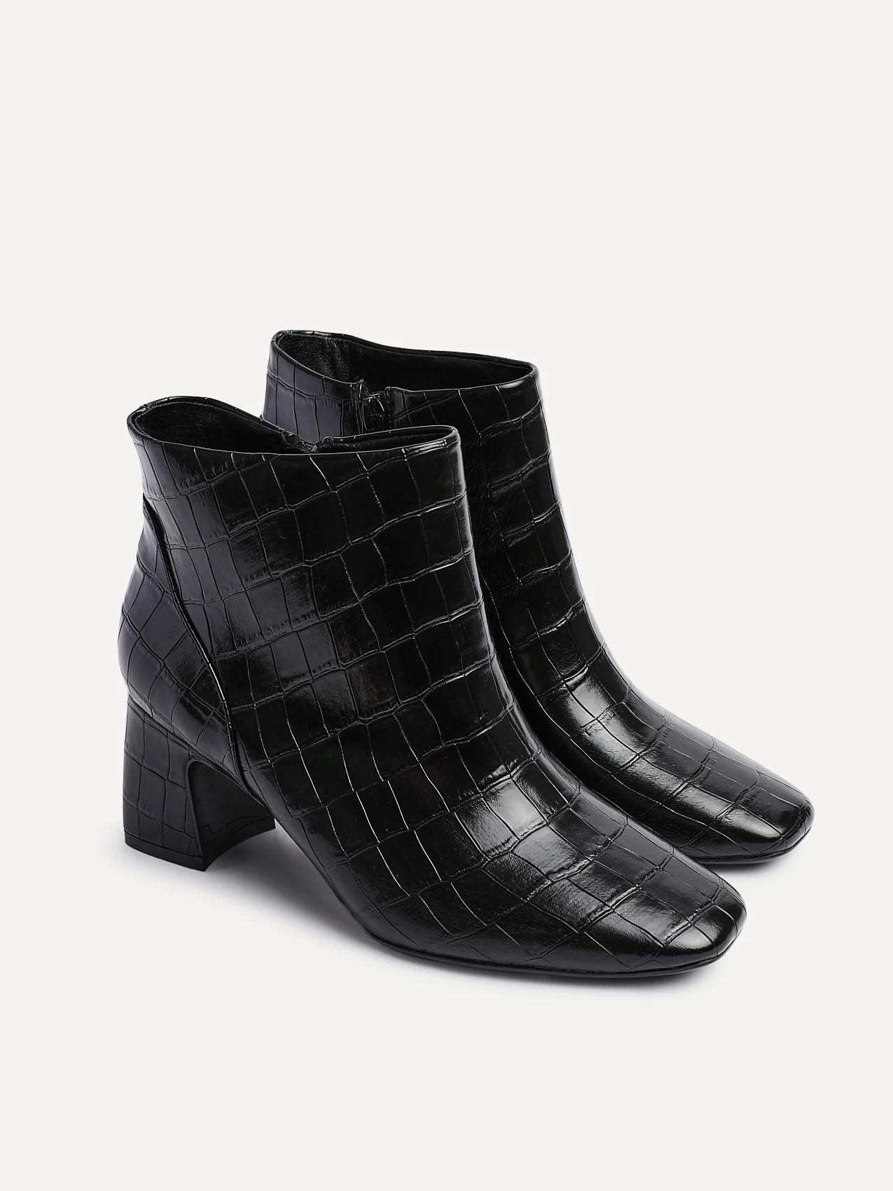 Cove Black Faux Croc Leather Ankle Boots - Image 5