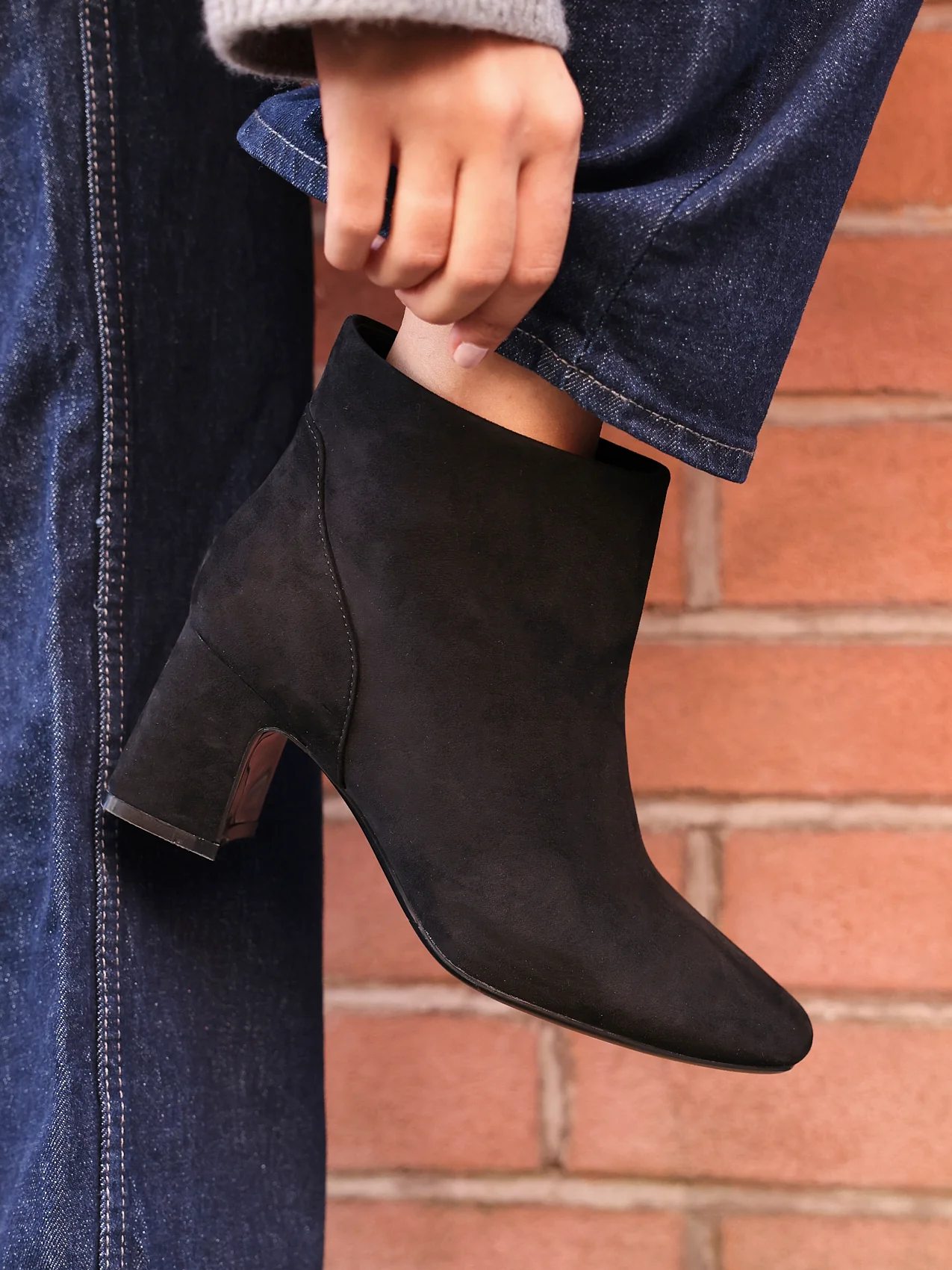 Cove Black Faux Suede Ankle Boots - Image 6