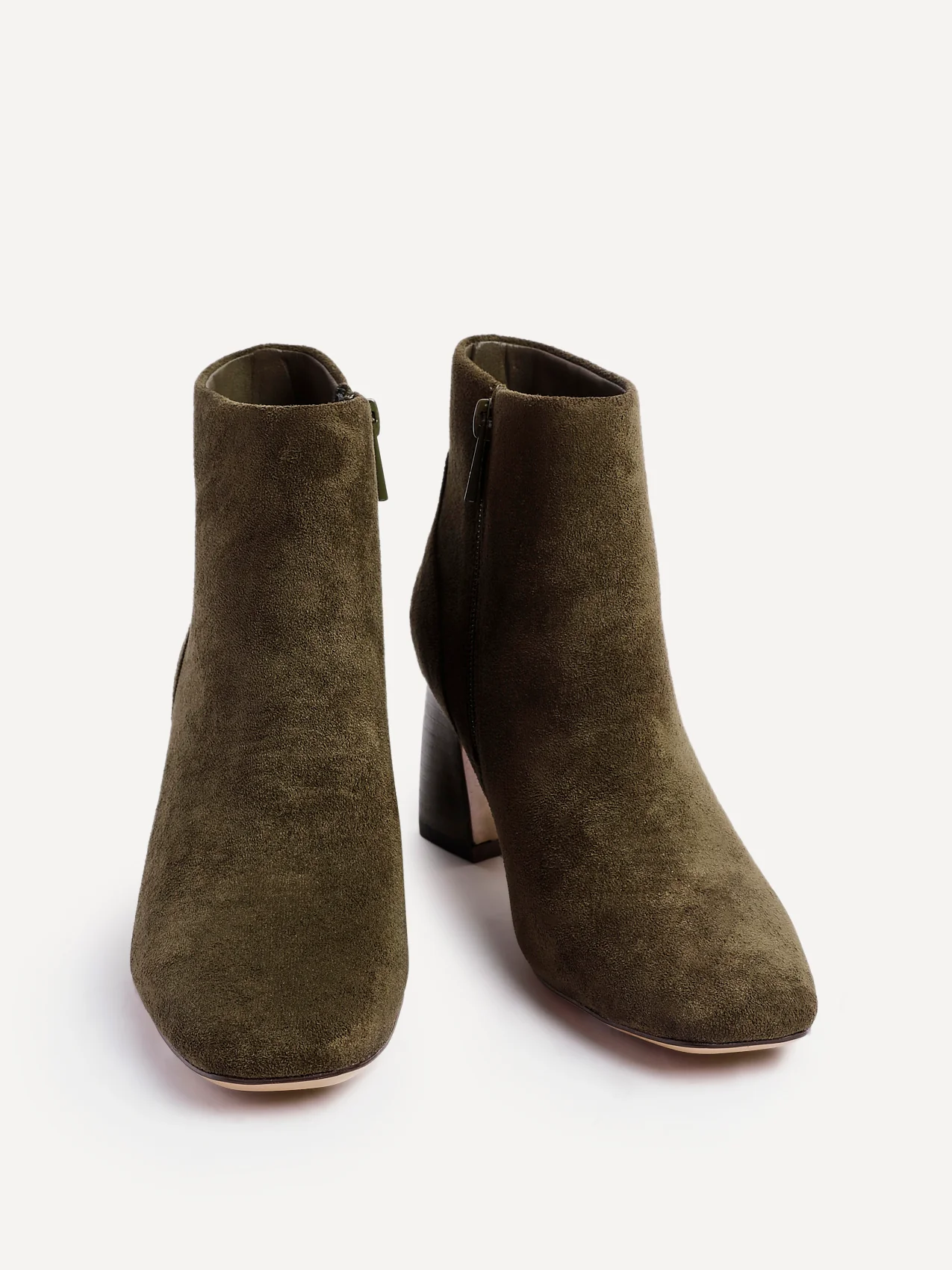 Cove Khaki Faux Suede Ankle Boots - Image 3