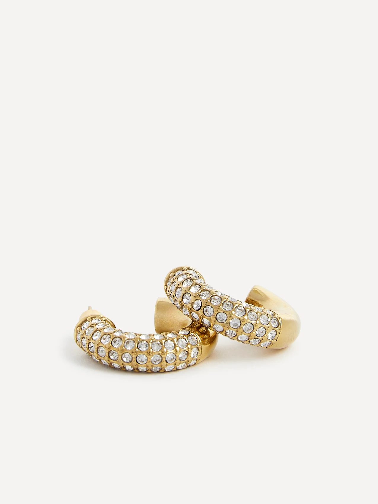 Crystal Gold Half Pavé Hoop Earrings - Image 5