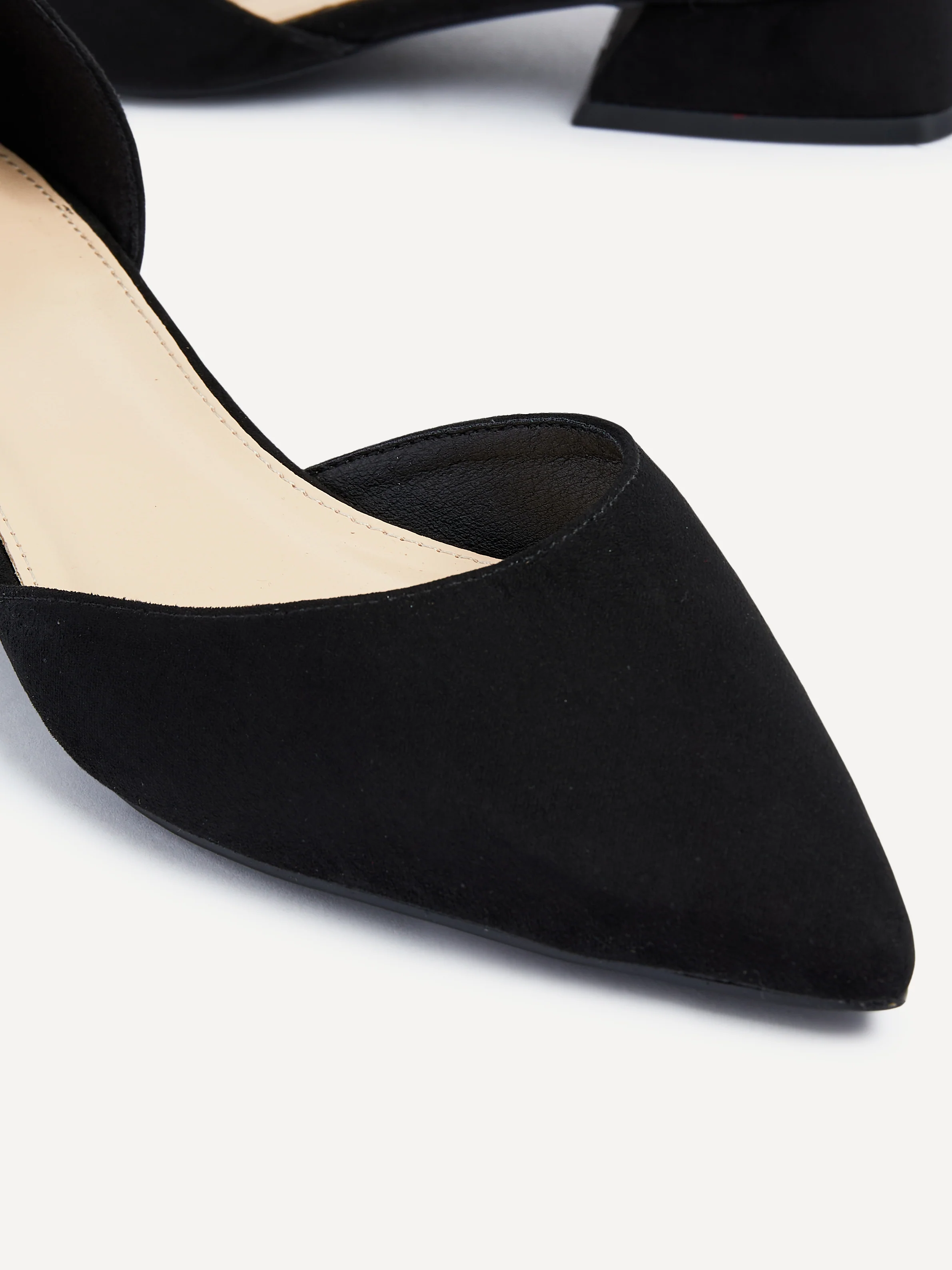 Dahlia Black Faux Suede Low Court Heels - Image 3