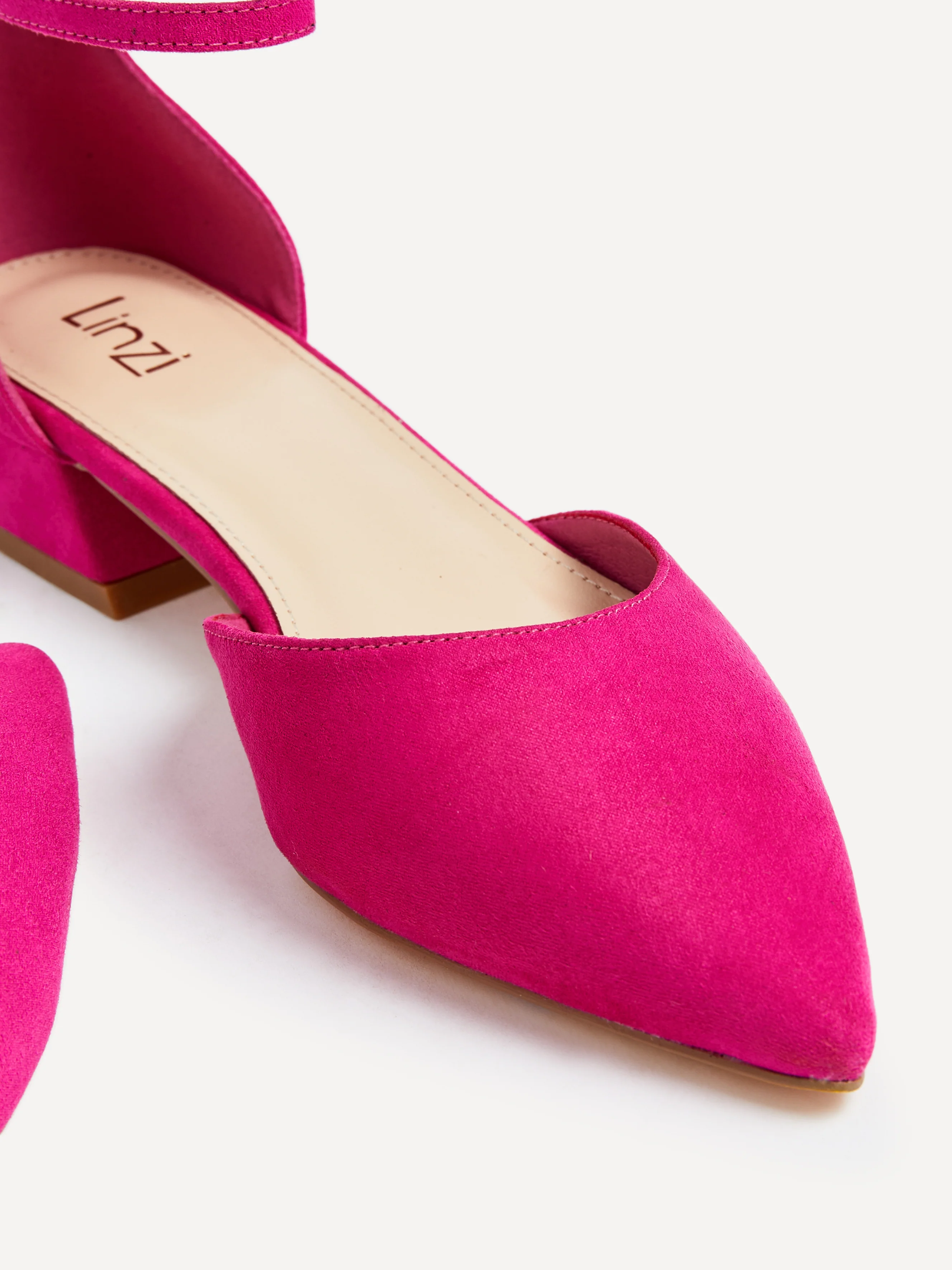 Dahlia Fuchsia Faux Suede Low Court Heels - Image 4