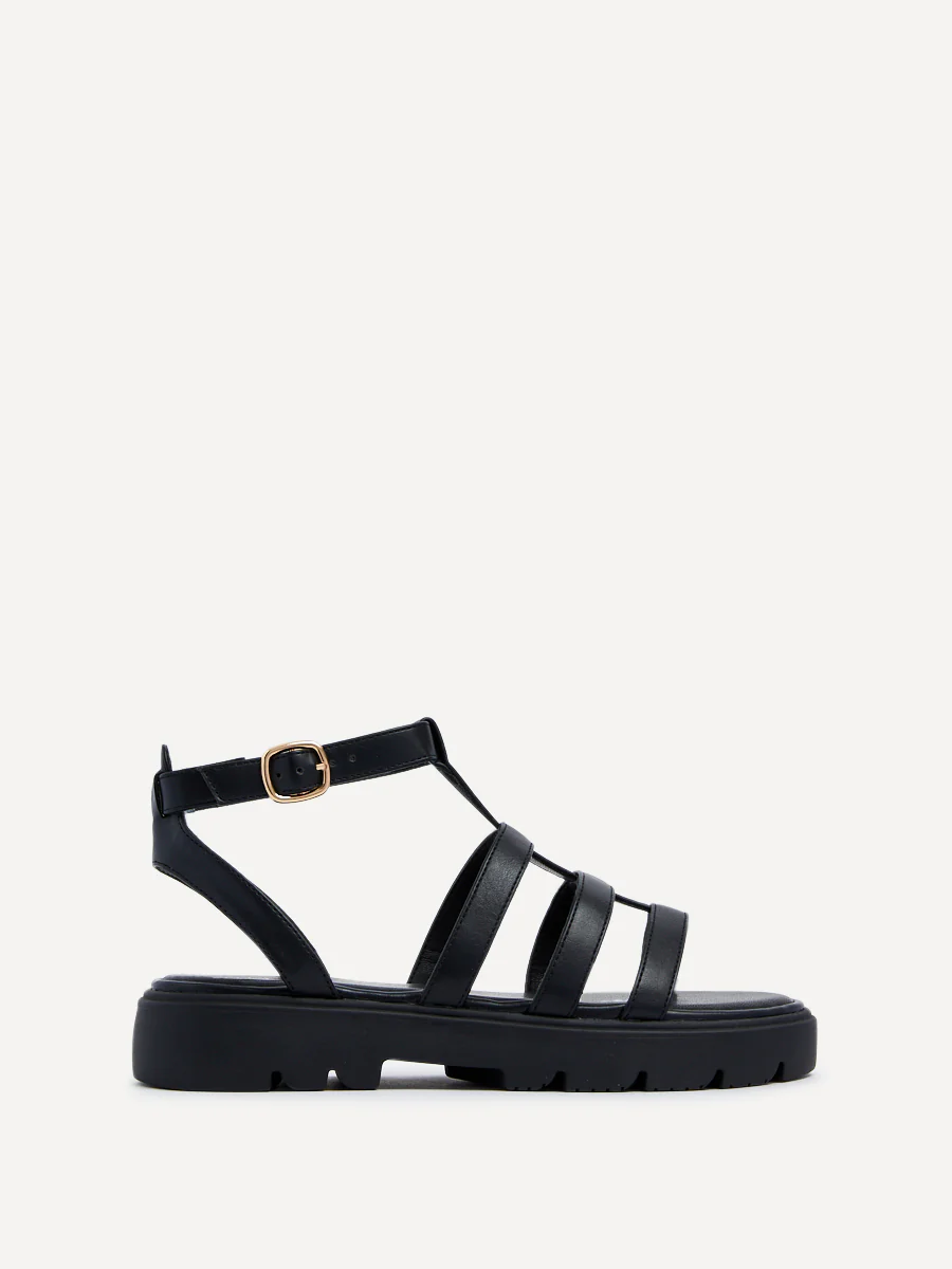 Dallas Black Gladiator Flatform Sandals - Image 2