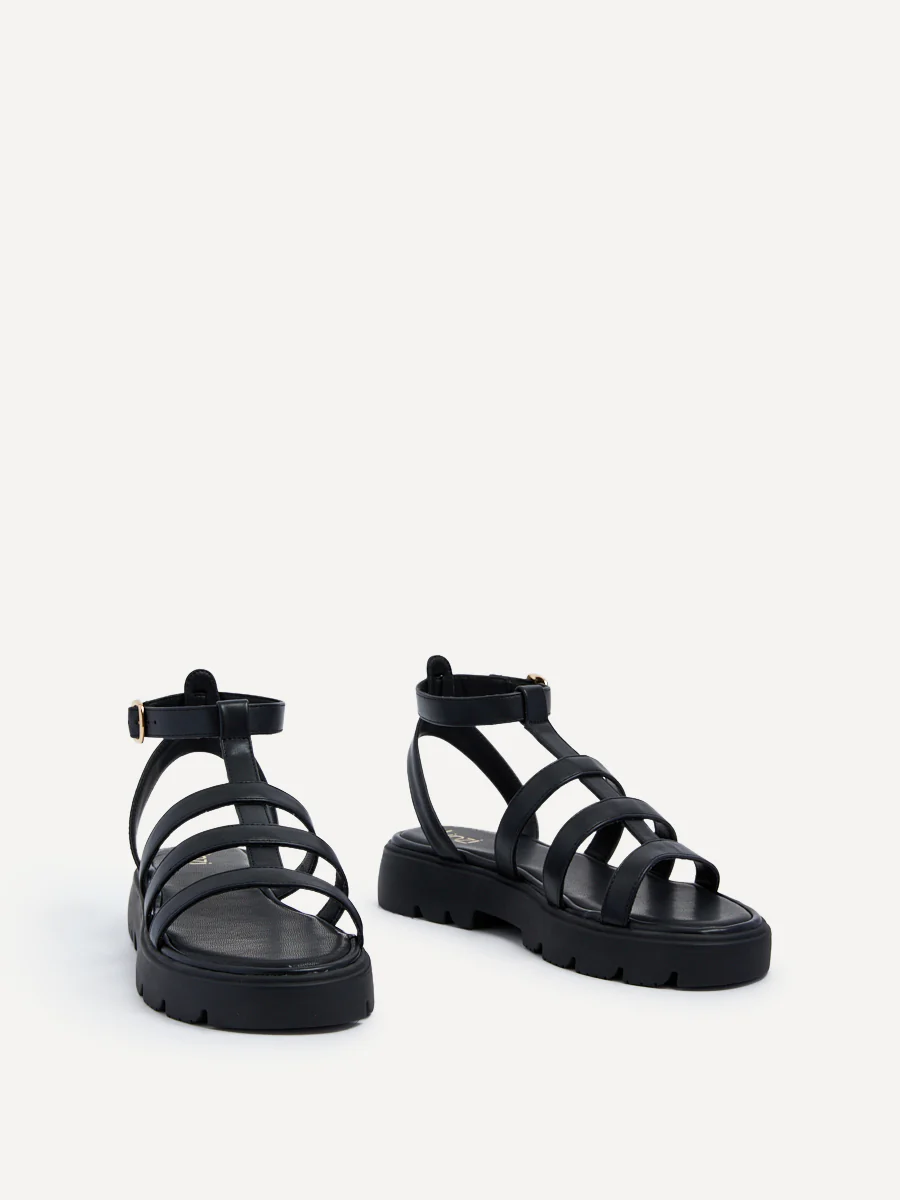 Dallas Black Gladiator Flatform Sandals - Image 3
