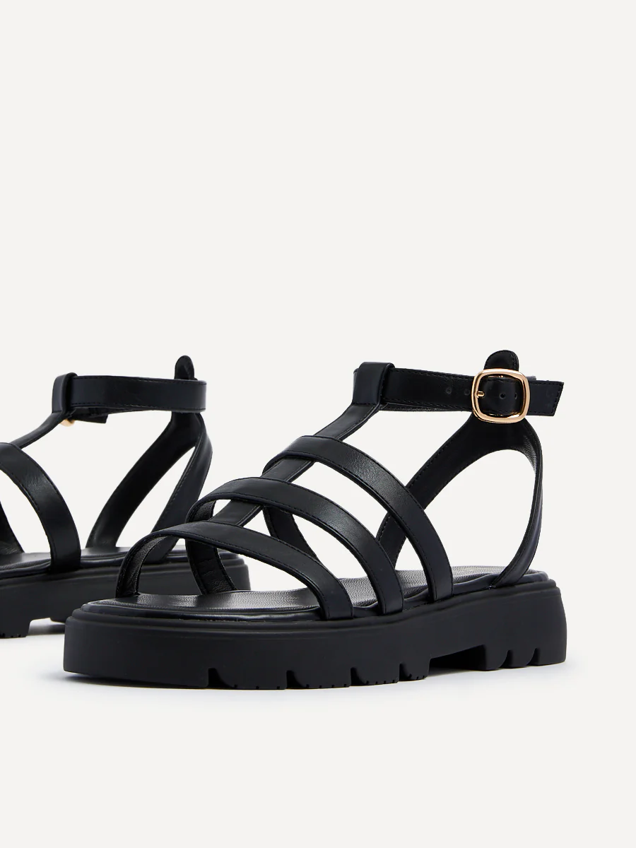Dallas Black Gladiator Flatform Sandals - Image 4