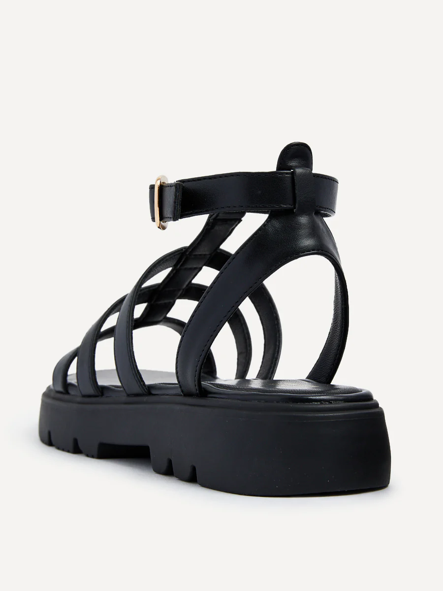 Dallas Black Gladiator Flatform Sandals - Image 5