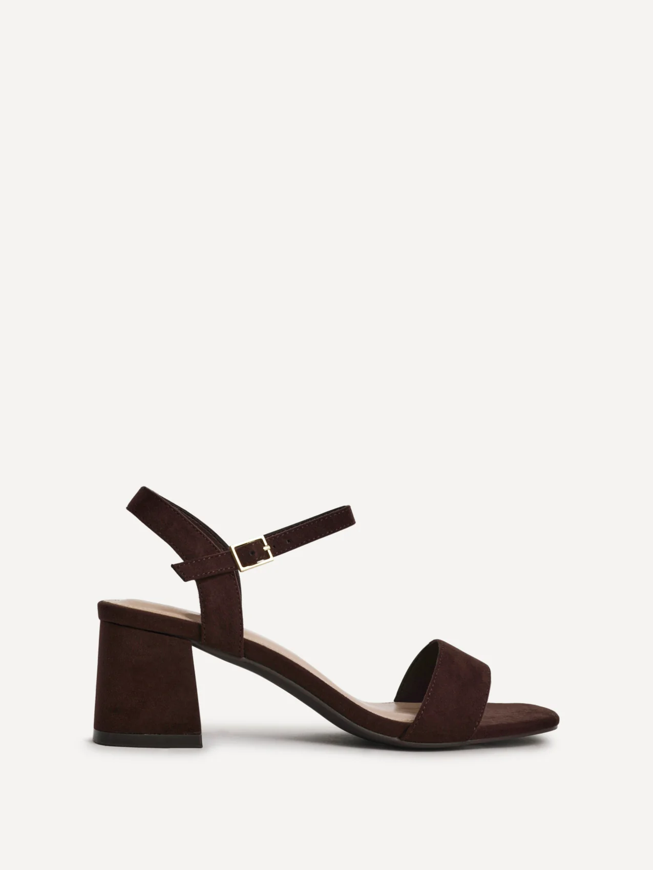 Darcie Brown Faux Suede Heeled Sandals - Image 2