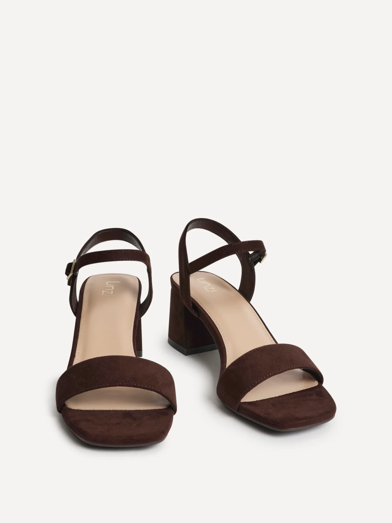 Darcie Brown Faux Suede Heeled Sandals - Image 3