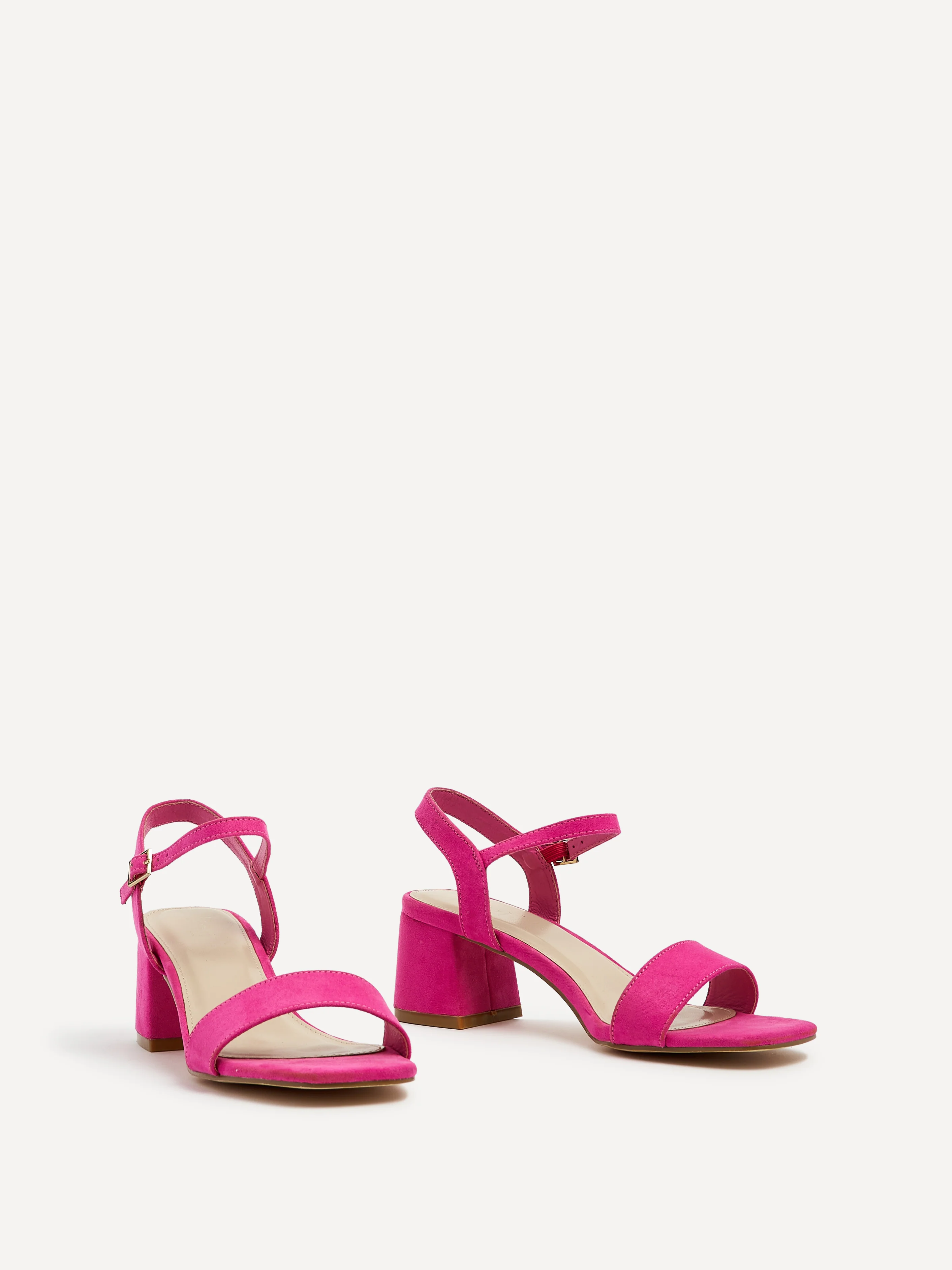 Darcie Fuchsia Faux Suede Heeled Sandals - Image 3