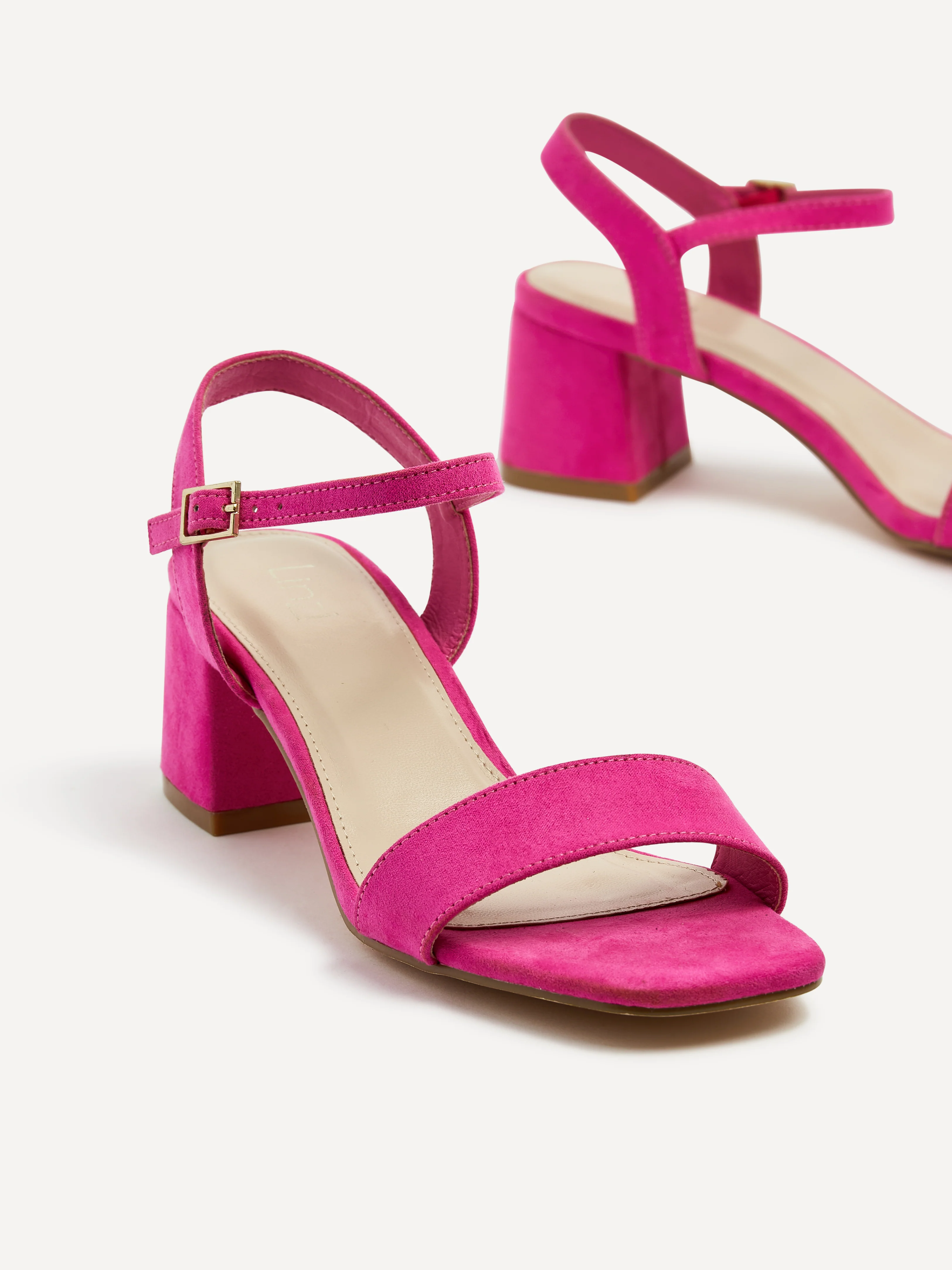 Darcie Fuchsia Faux Suede Heeled Sandals - Image 5
