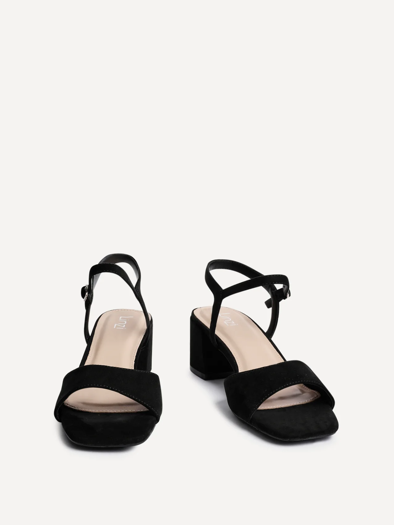Darlene Black Faux Suede Low Heeled Sandals - Image 3