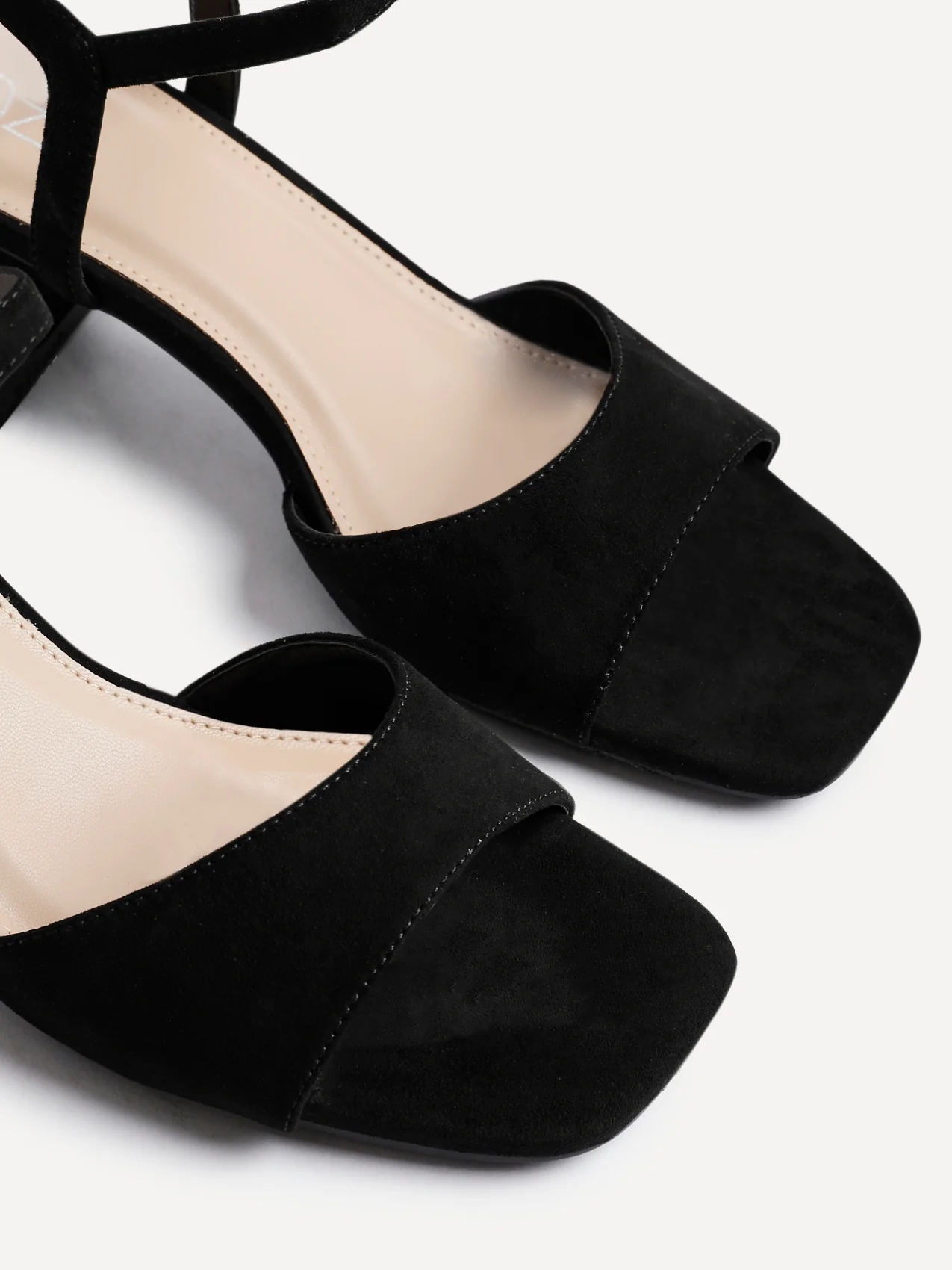 Darlene Black Faux Suede Low Heeled Sandals - Image 4