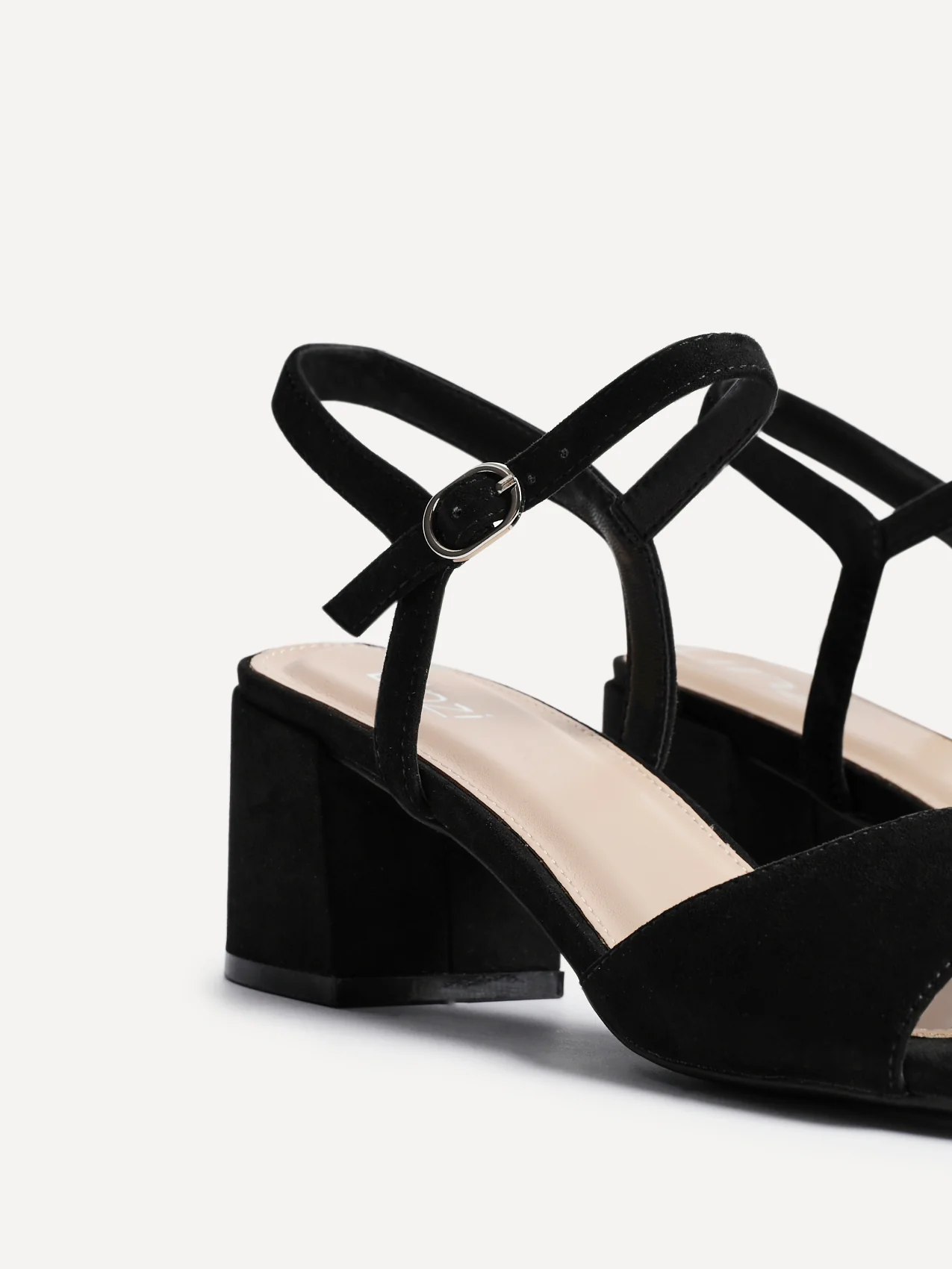 Darlene Black Faux Suede Low Heeled Sandals - Image 5