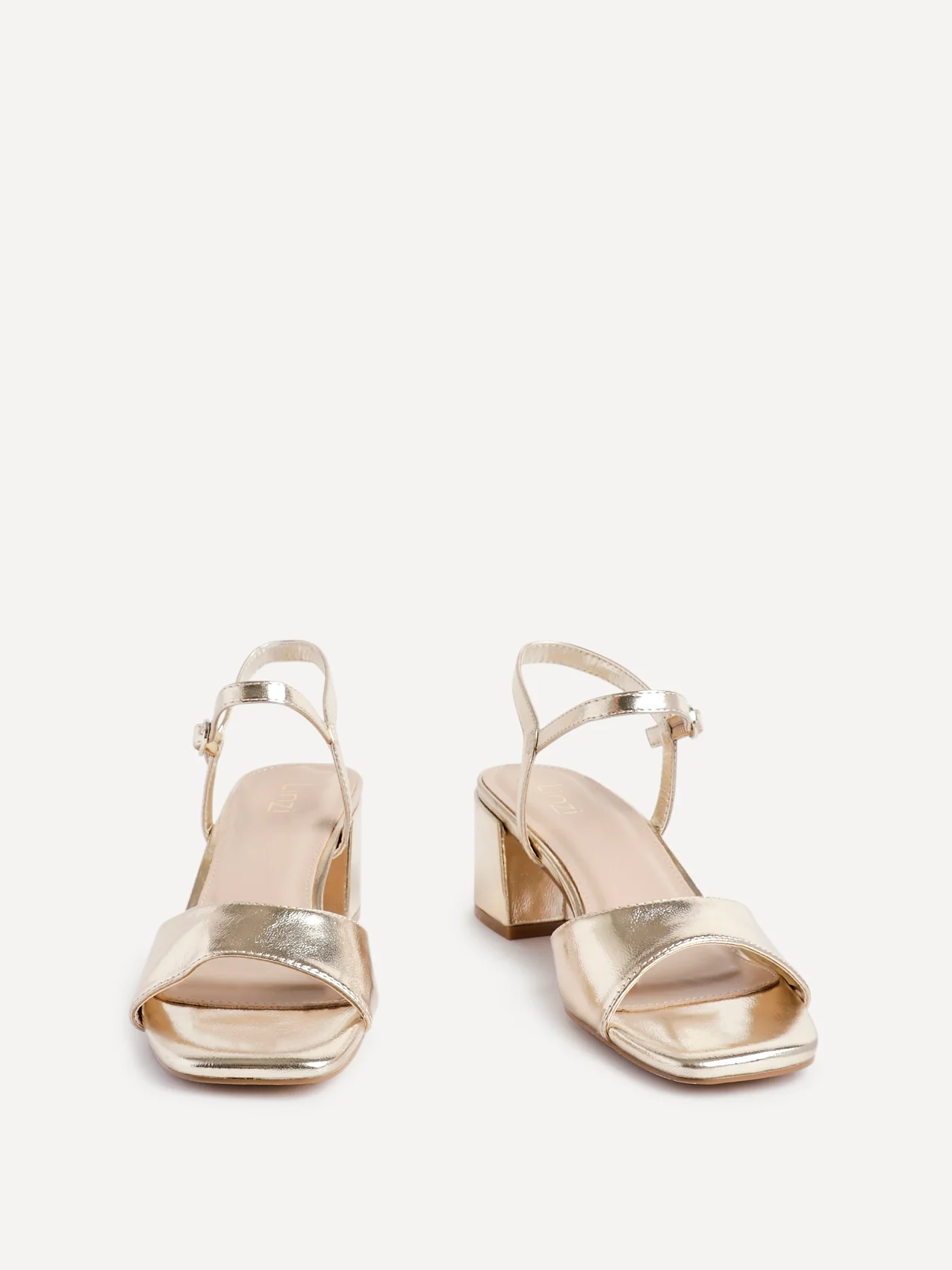Darlene Gold Faux Leather Low Heeled Sandals - Image 3