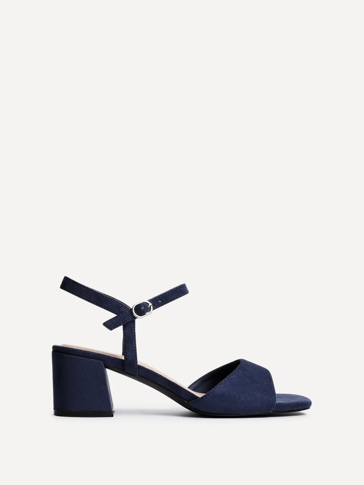 Darlene Navy Faux Suede Low Heeled Sandals - Image 2