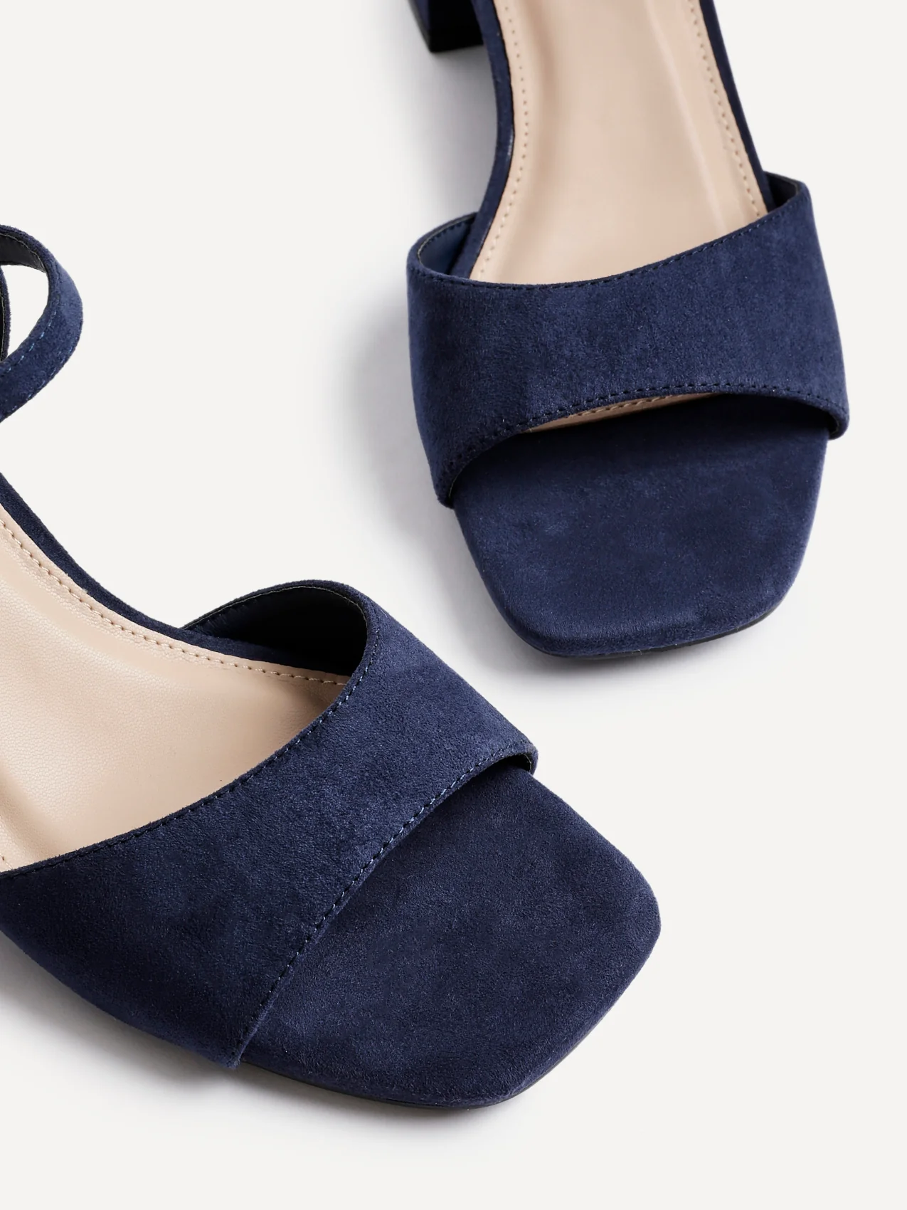 Darlene Navy Faux Suede Low Heeled Sandals - Image 5