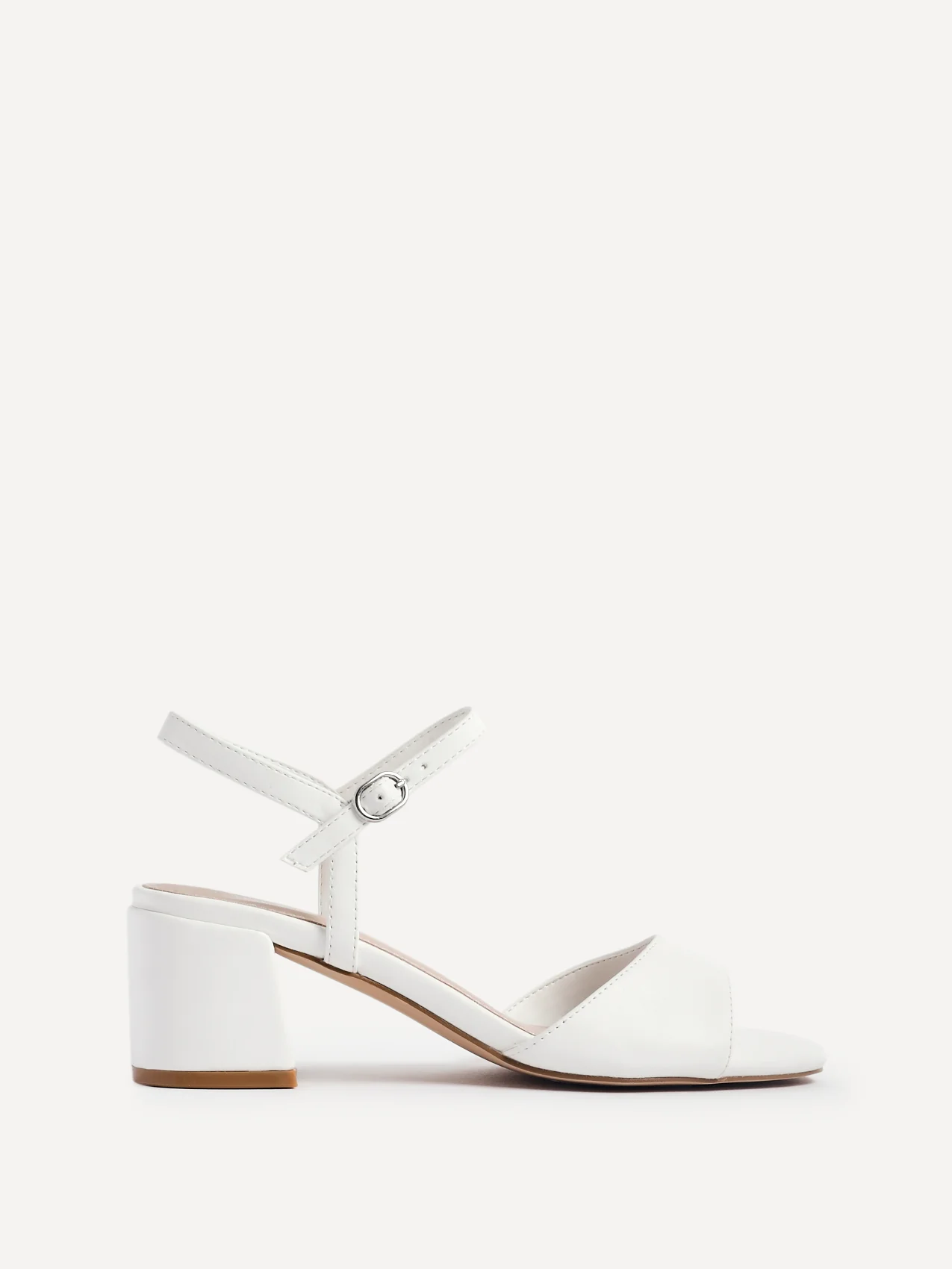 Darlene White Faux Leather Low Heeled Sandals - Image 2