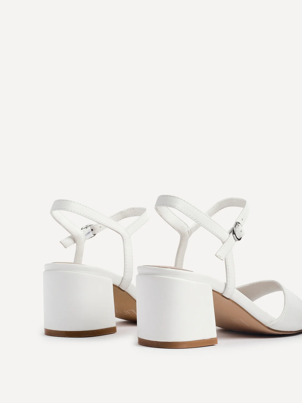 Darlene White Faux Leather Low Heeled Sandals - Image 5