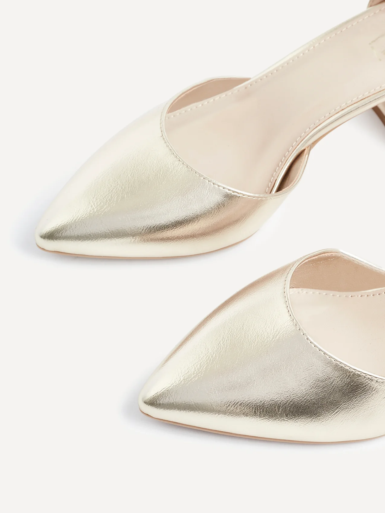 Davina Wide Fit Gold Faux Leather Court Heels - Image 6