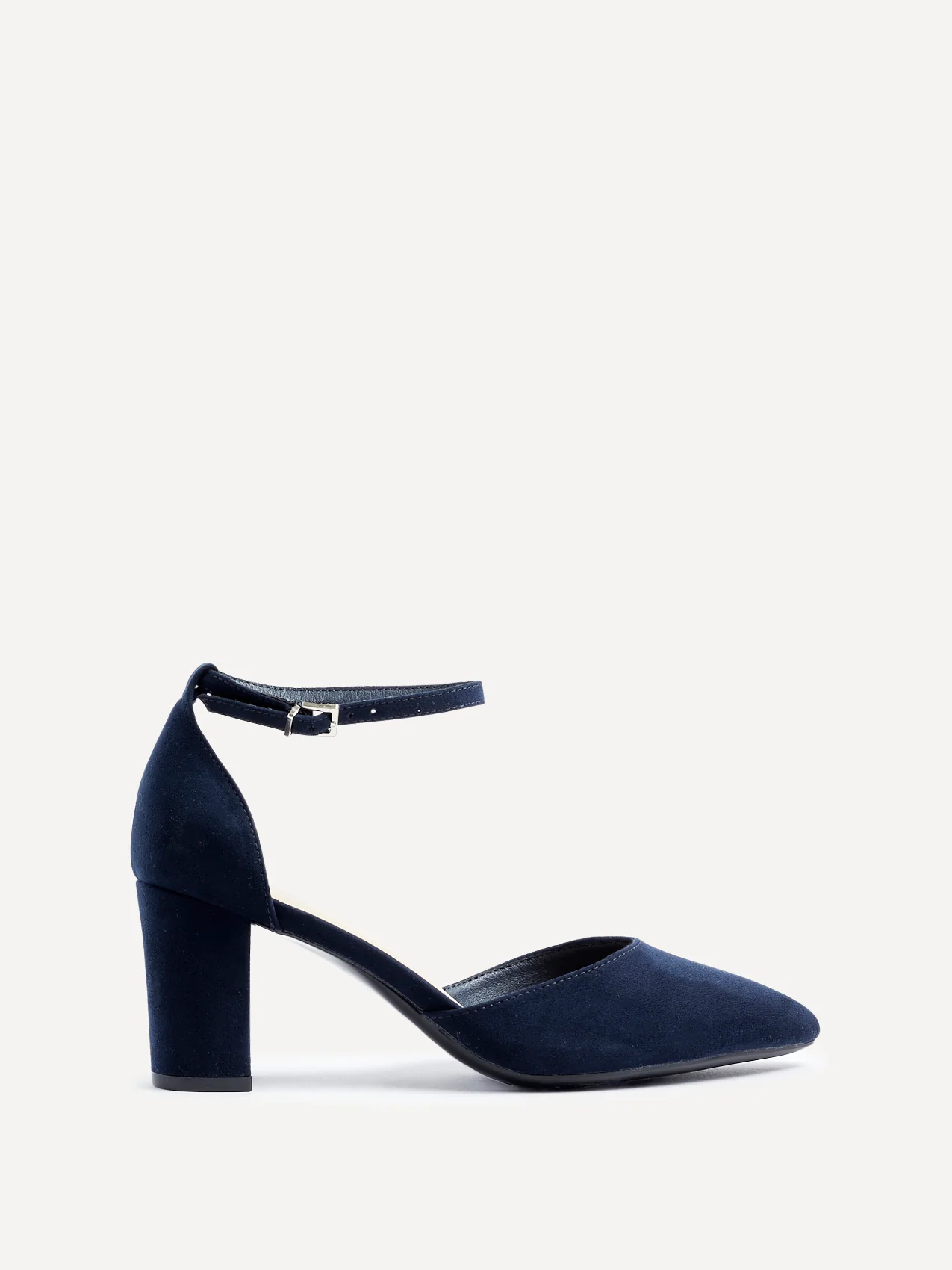Davina Wide Fit Navy Faux Suede Court Heels