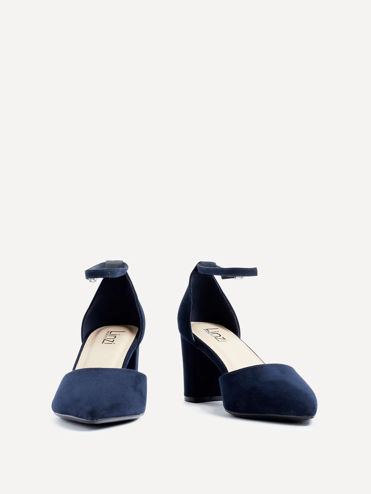 Davina Wide Fit Navy Faux Suede Court Heels - Image 2