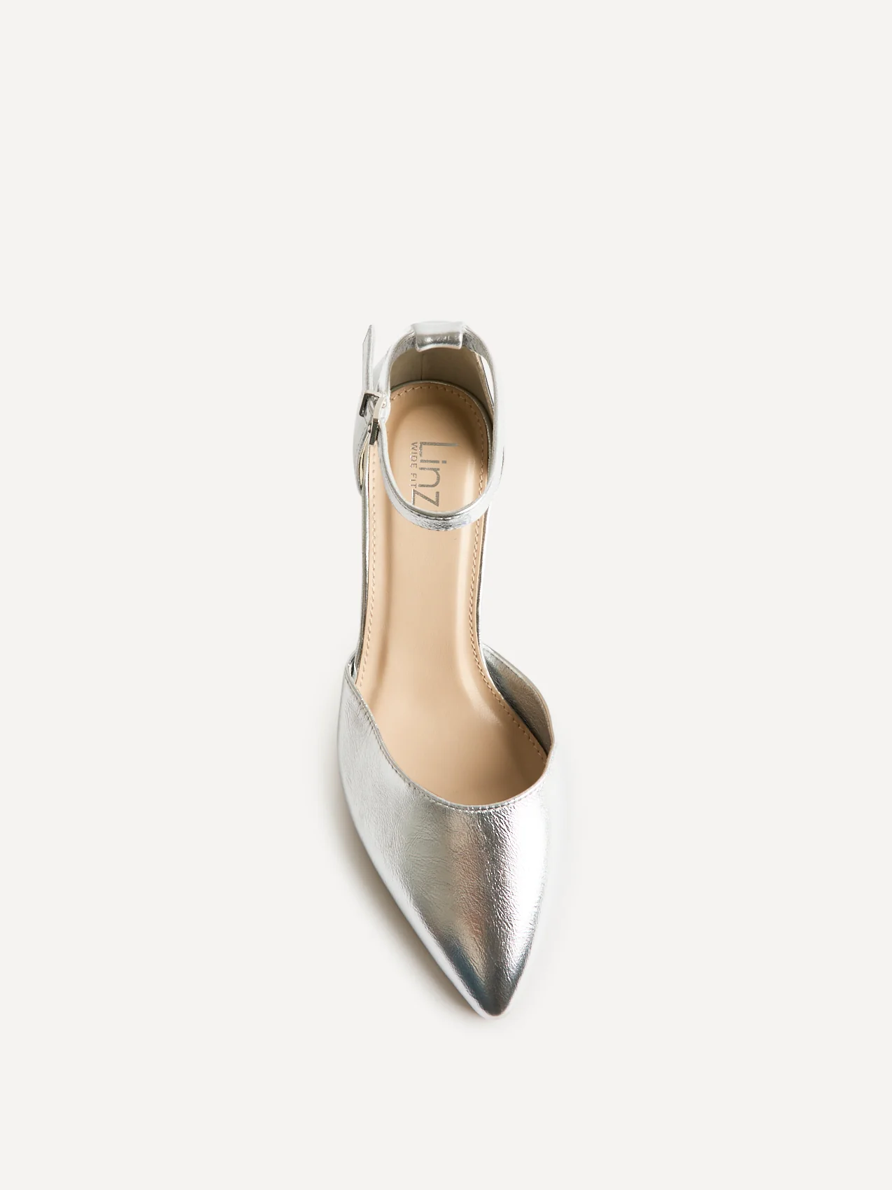 Davina Wide Fit Silver Faux Leather Court Heels - Image 4