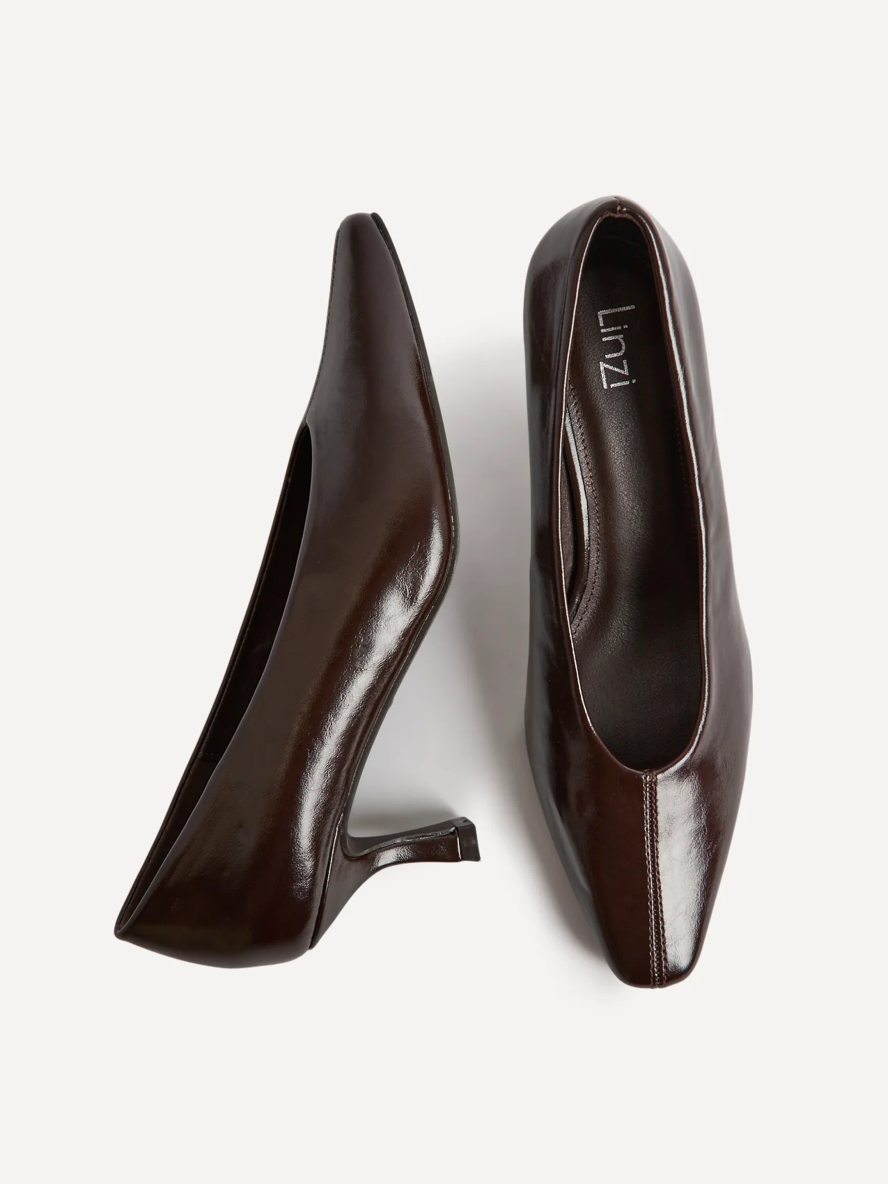 Delaney Brown Faux Leather Square Toe Court Heels - Image 3