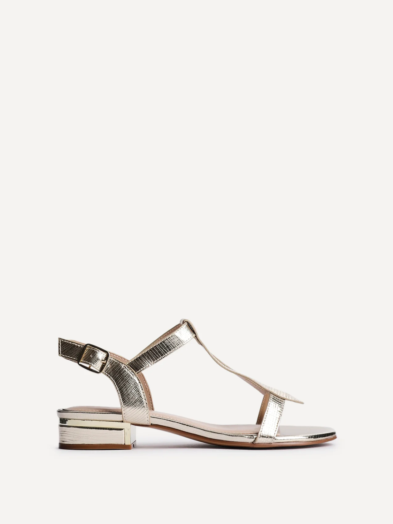 Deluxe Wide Fit Gold T-Bar Sandals - Image 2