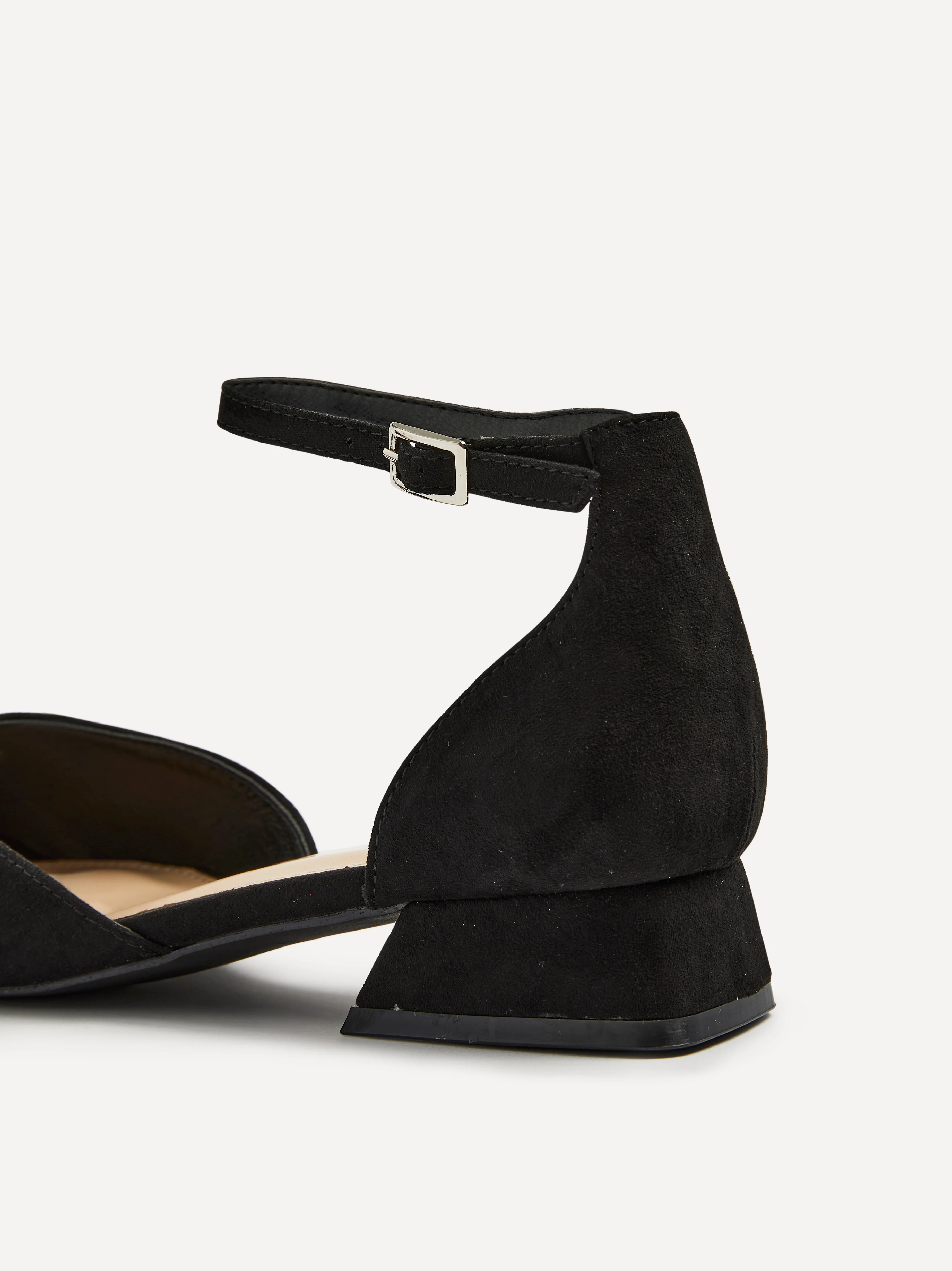 Dolly Wide Fit Black Faux Suede Low Court Heels - Image 5