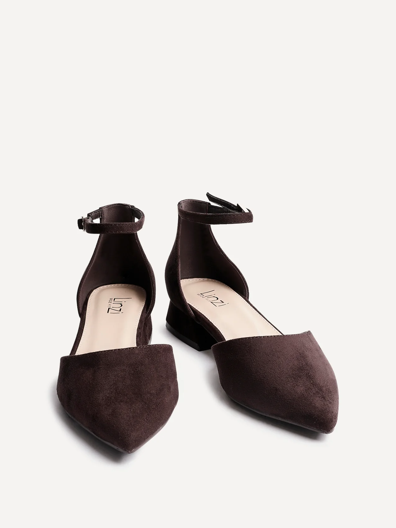 Dolly Wide Fit Brown Faux Suede Low Court Heels - Image 3