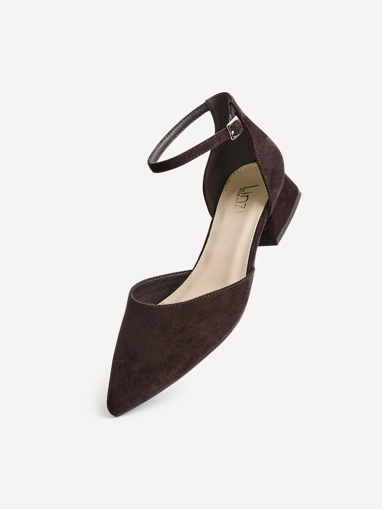 Dolly Wide Fit Brown Faux Suede Low Court Heels - Image 5