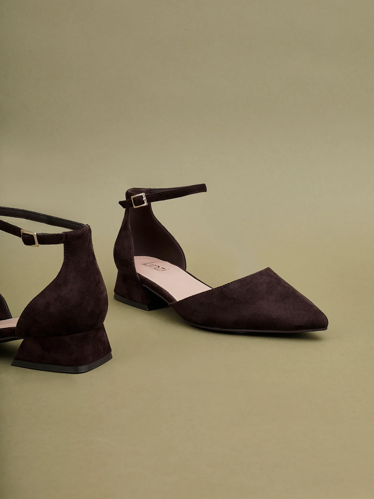 Dolly Wide Fit Brown Faux Suede Low Court Heels - Image 6