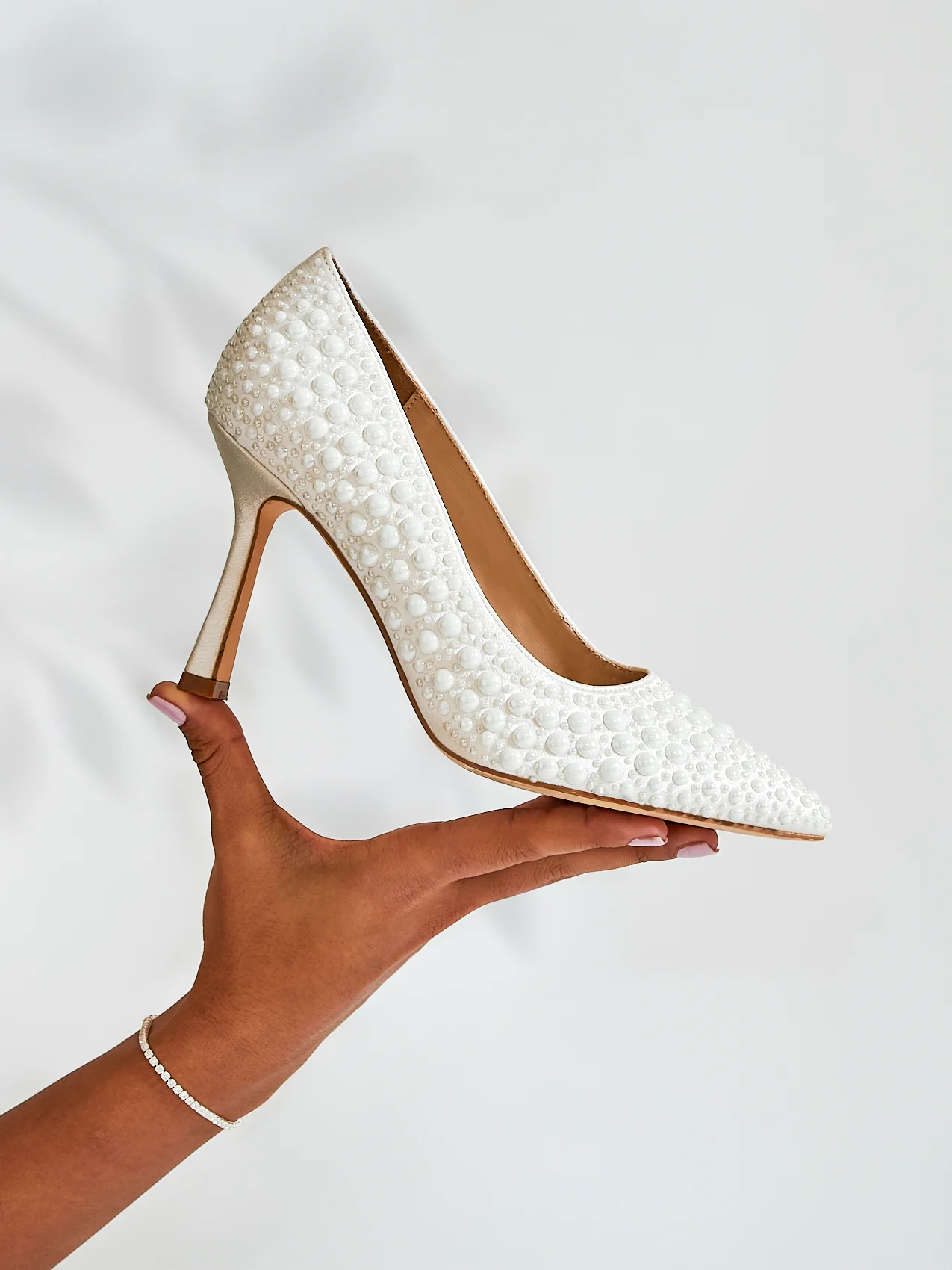 Dreaming Bridal Ivory Hot Fix Pearl Court Heels - Image 6