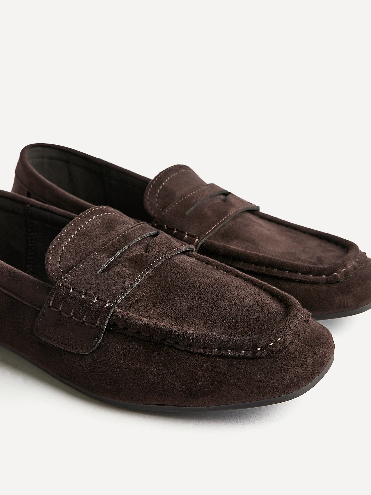 Edition Brown Faux Suede Penny Loafers - Image 5