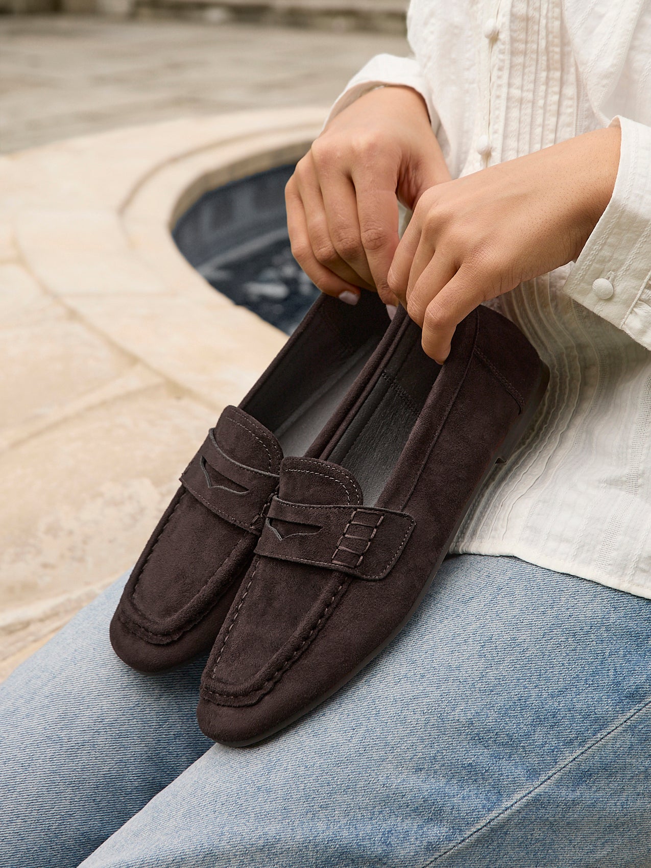 Edition Brown Faux Suede Penny Loafers - Image 6