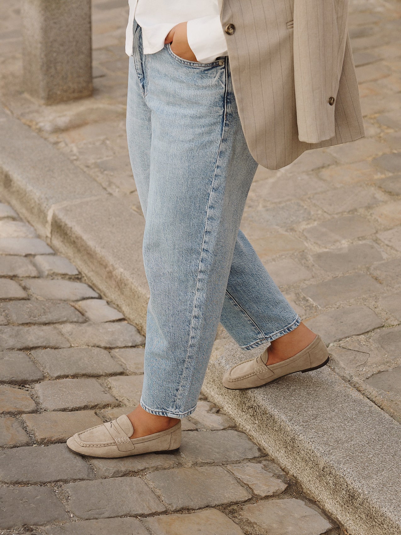 Edition Taupe Faux Suede Penny Loafers
