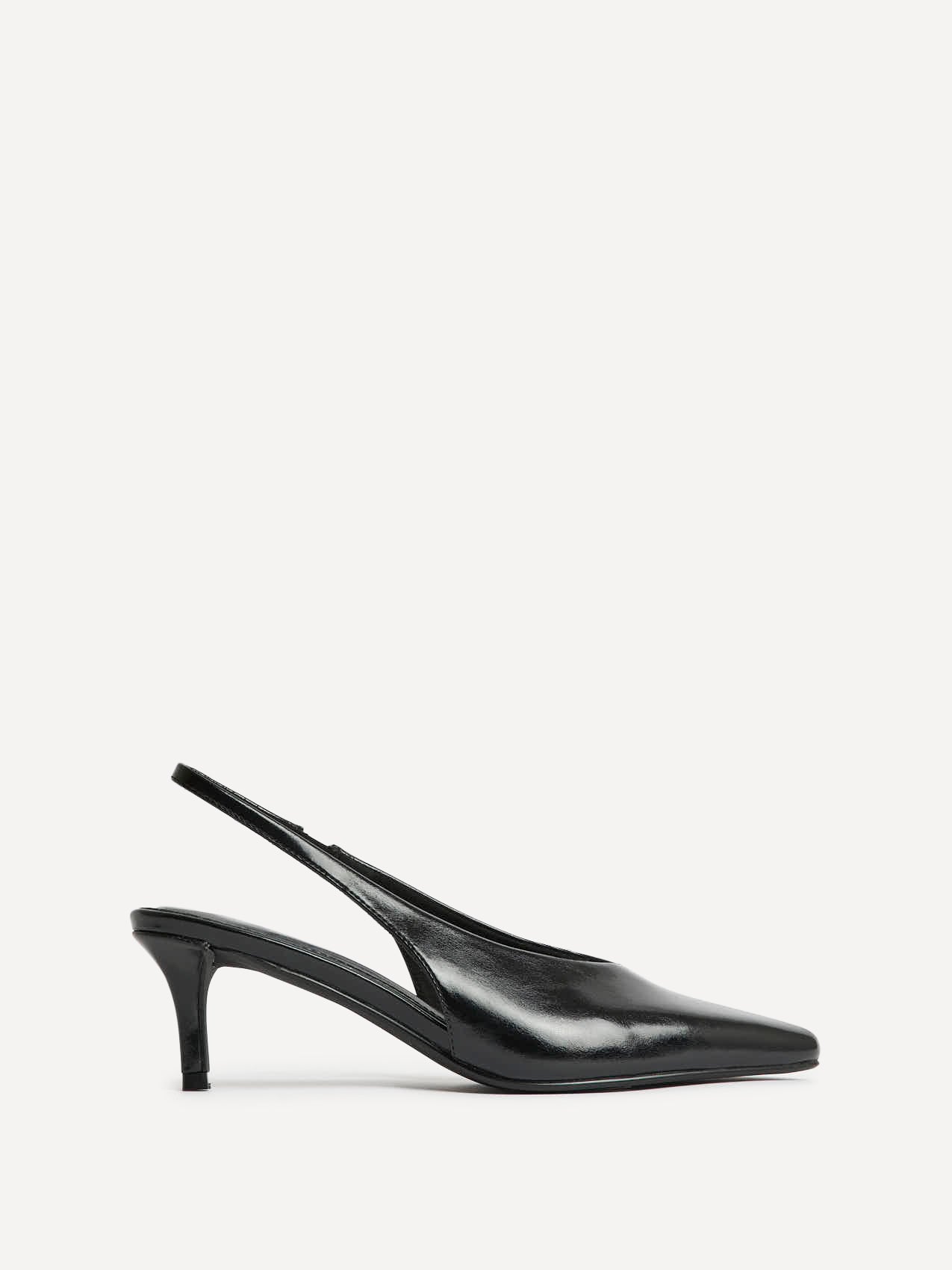 Eliza Black Faux Leather Court Heels - Image 2