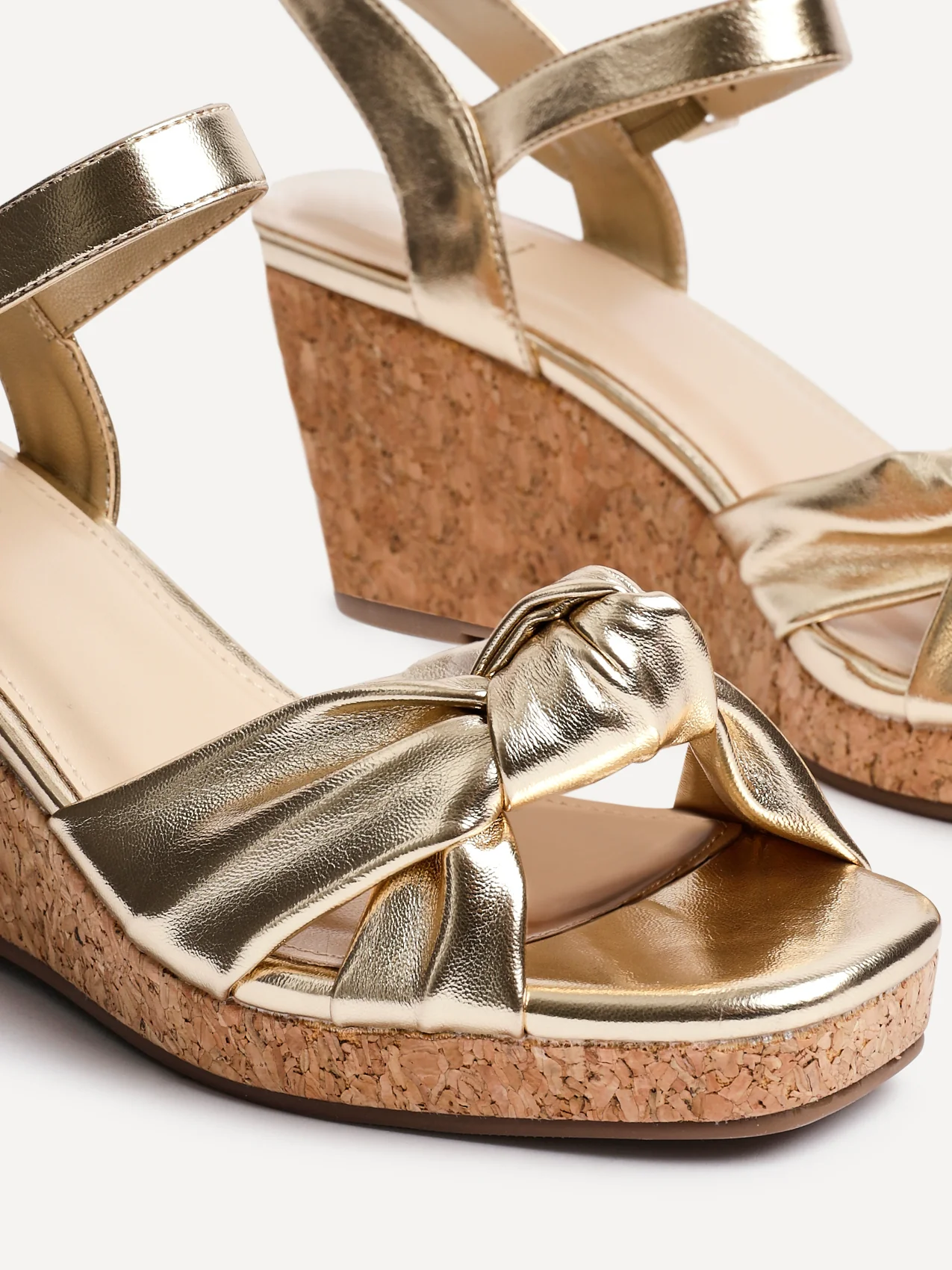 Elyah Gold Faux Leather Cork Wedges - Image 4