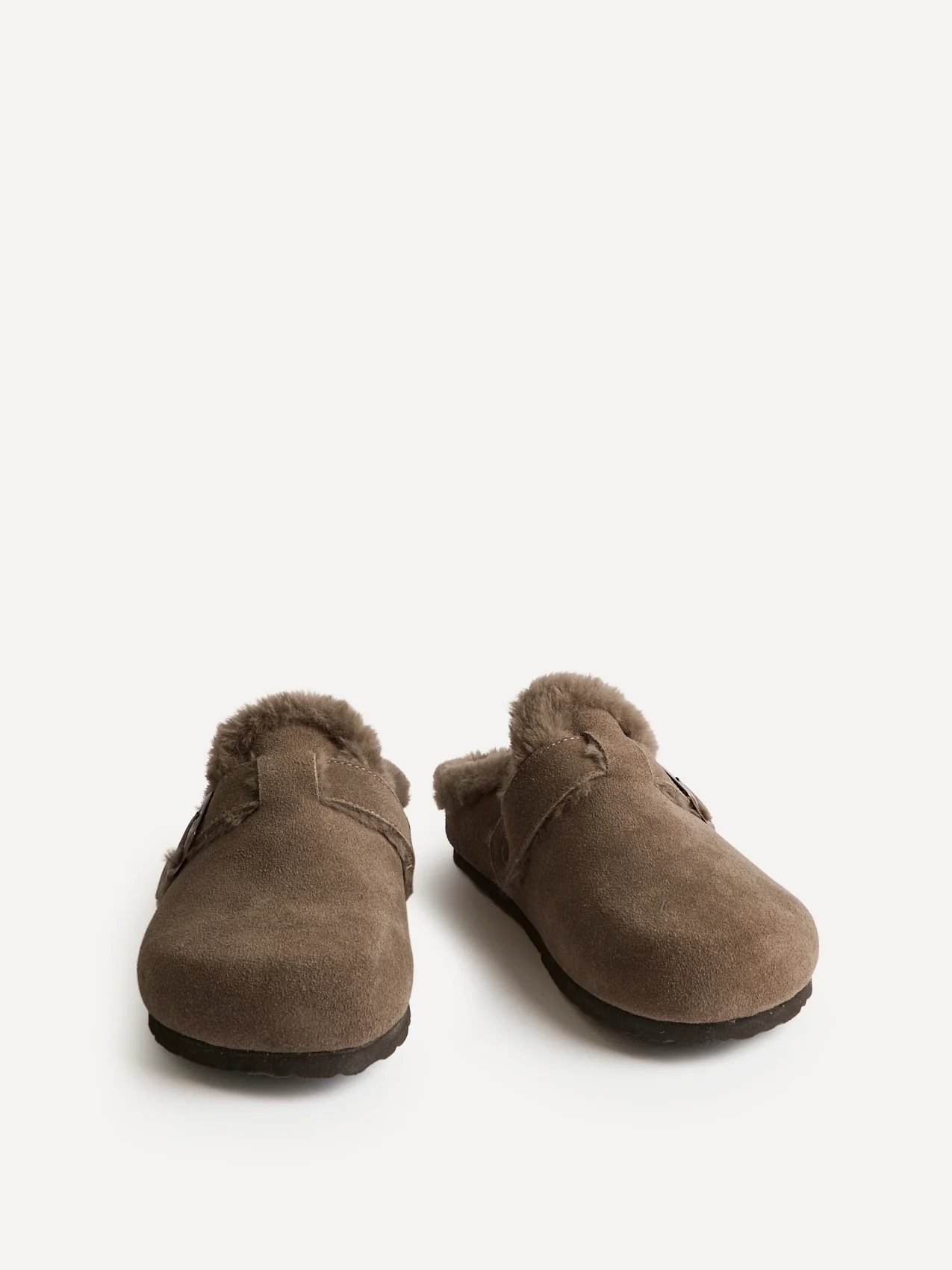 Ember Mocha Suede Leather Fur Lined Clogs - Image 3