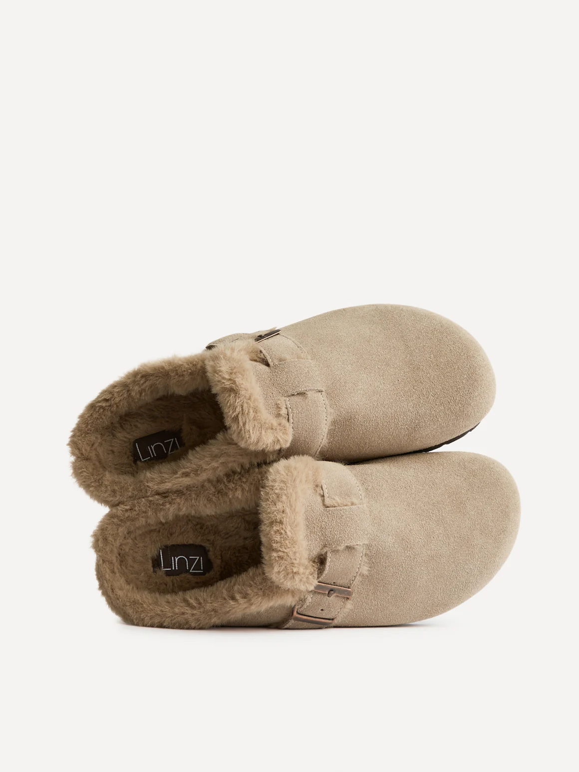 Ember Taupe Suede Leather Fur Lined Clogs - Image 5