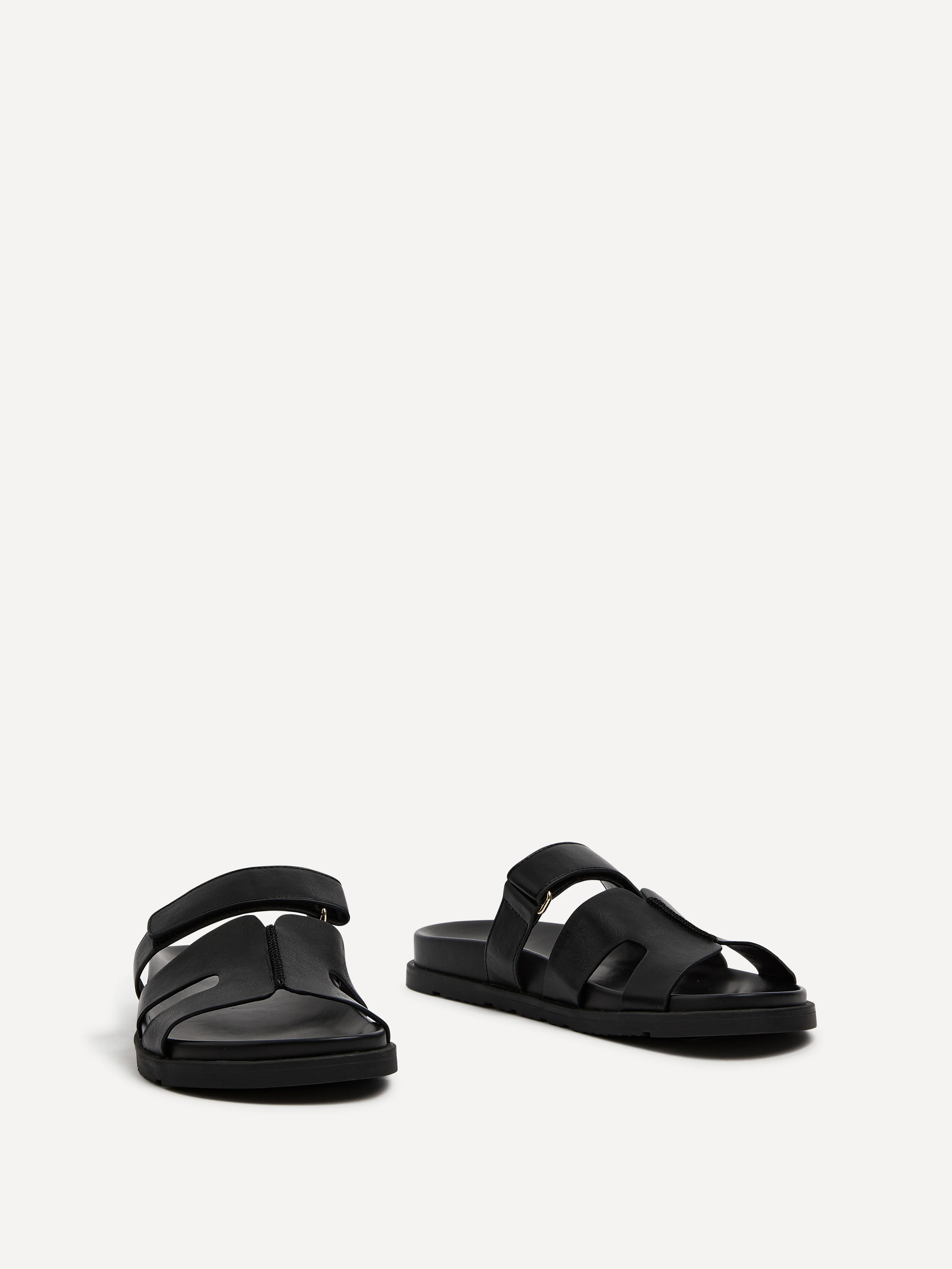 Emmy Black Faux Leather Sandals - Image 3