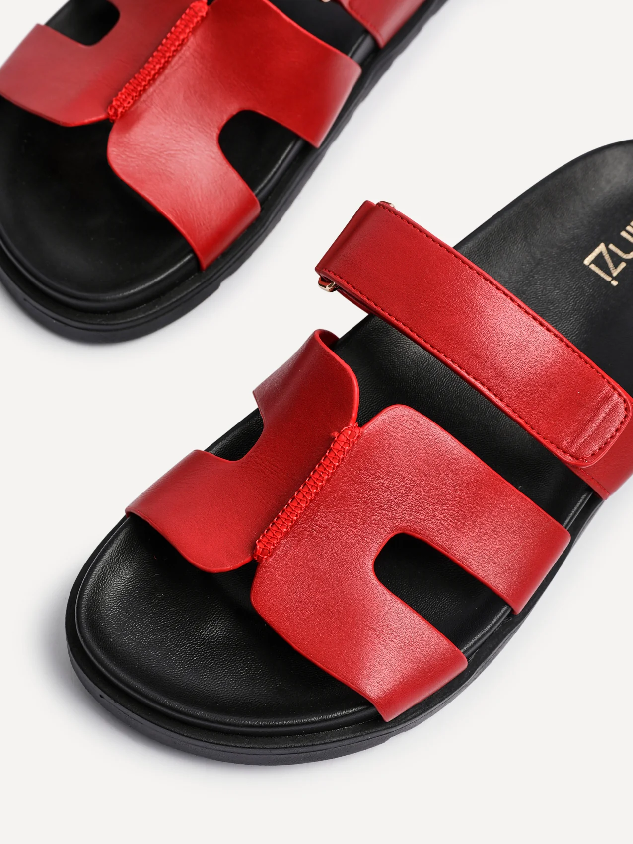 Emmy Red Faux Leather Sandals - Image 4