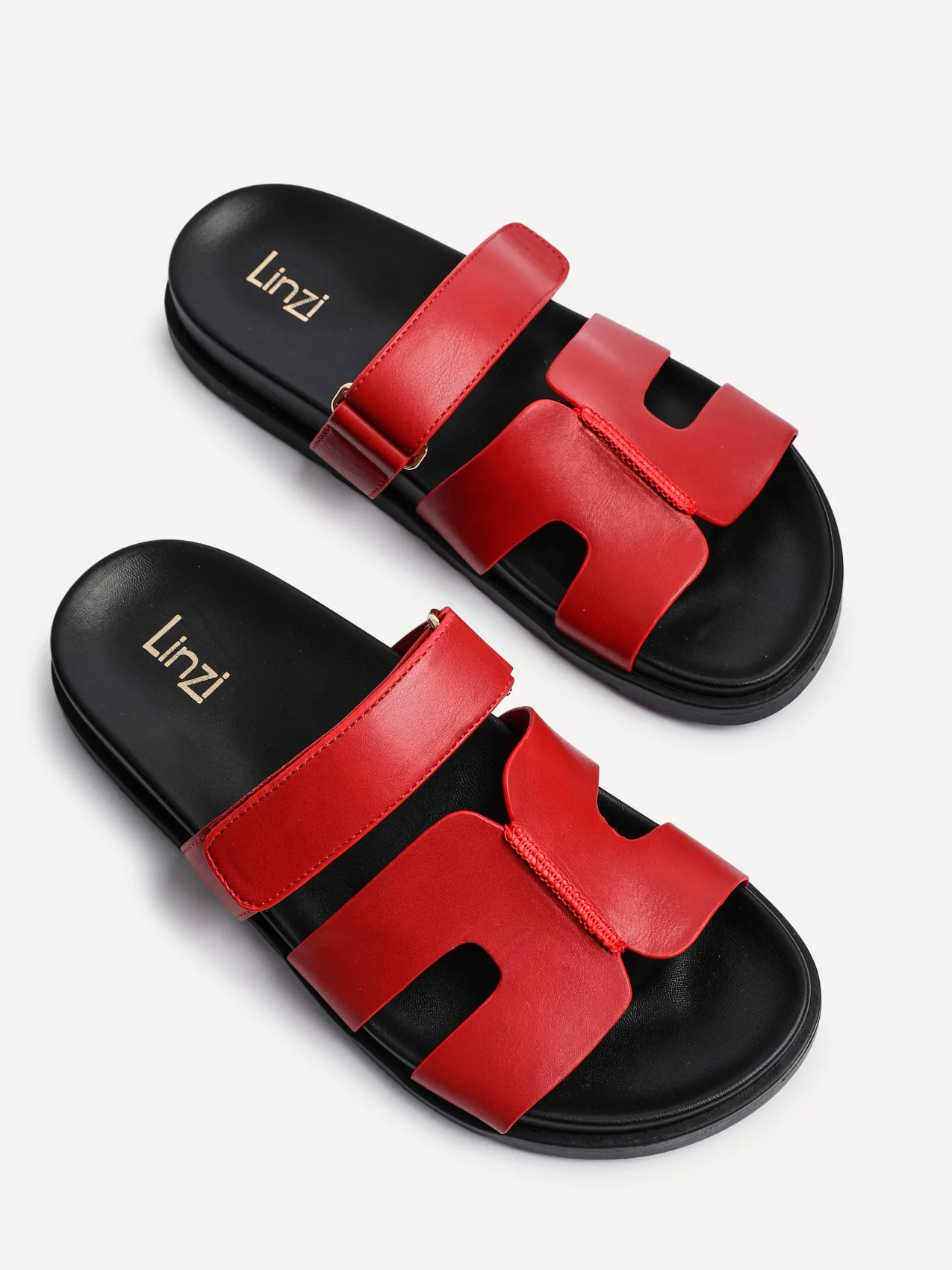 Emmy Red Faux Leather Sandals - Image 5