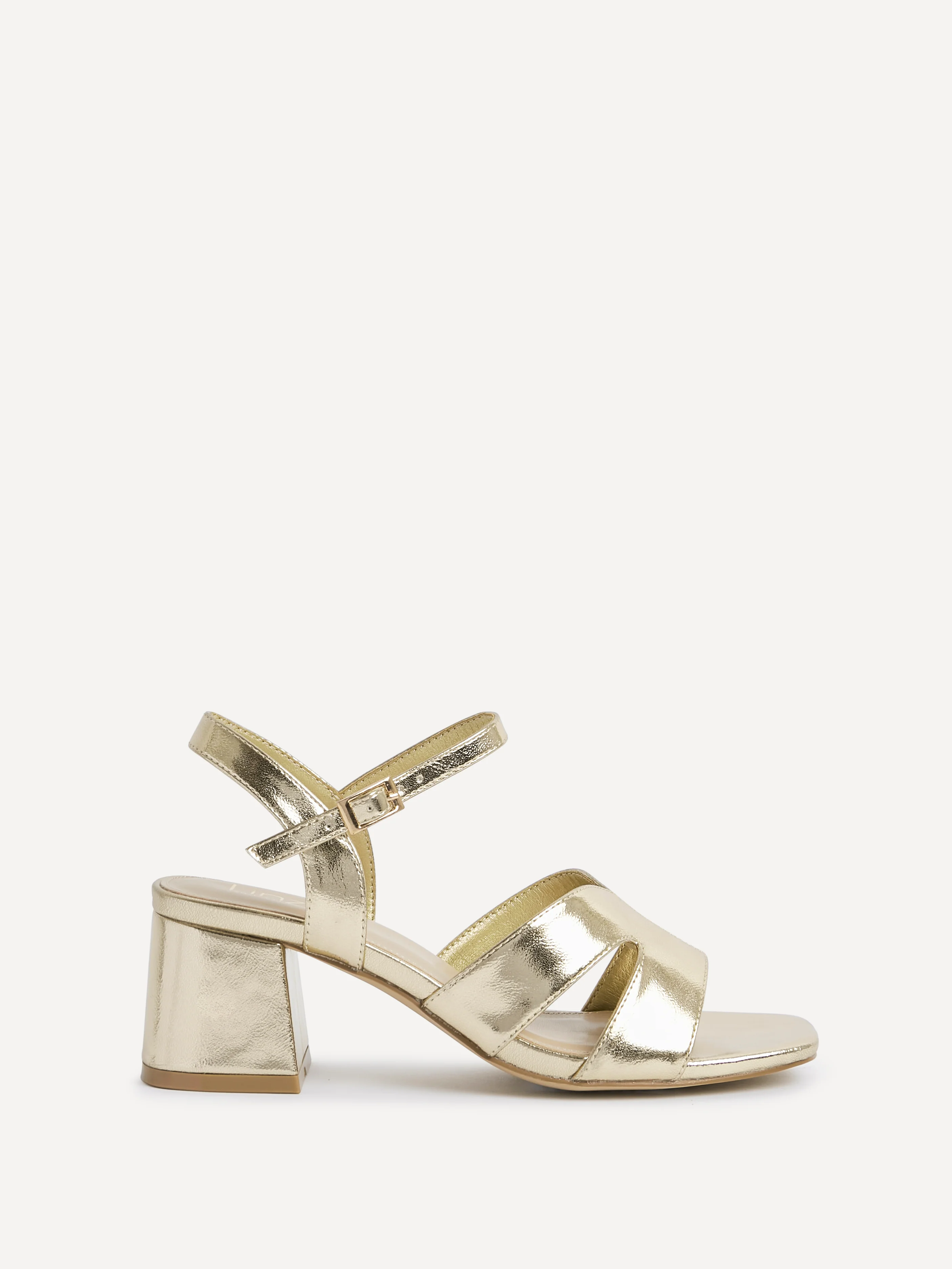 Empire Wide Fit Gold Block Heels - Image 2