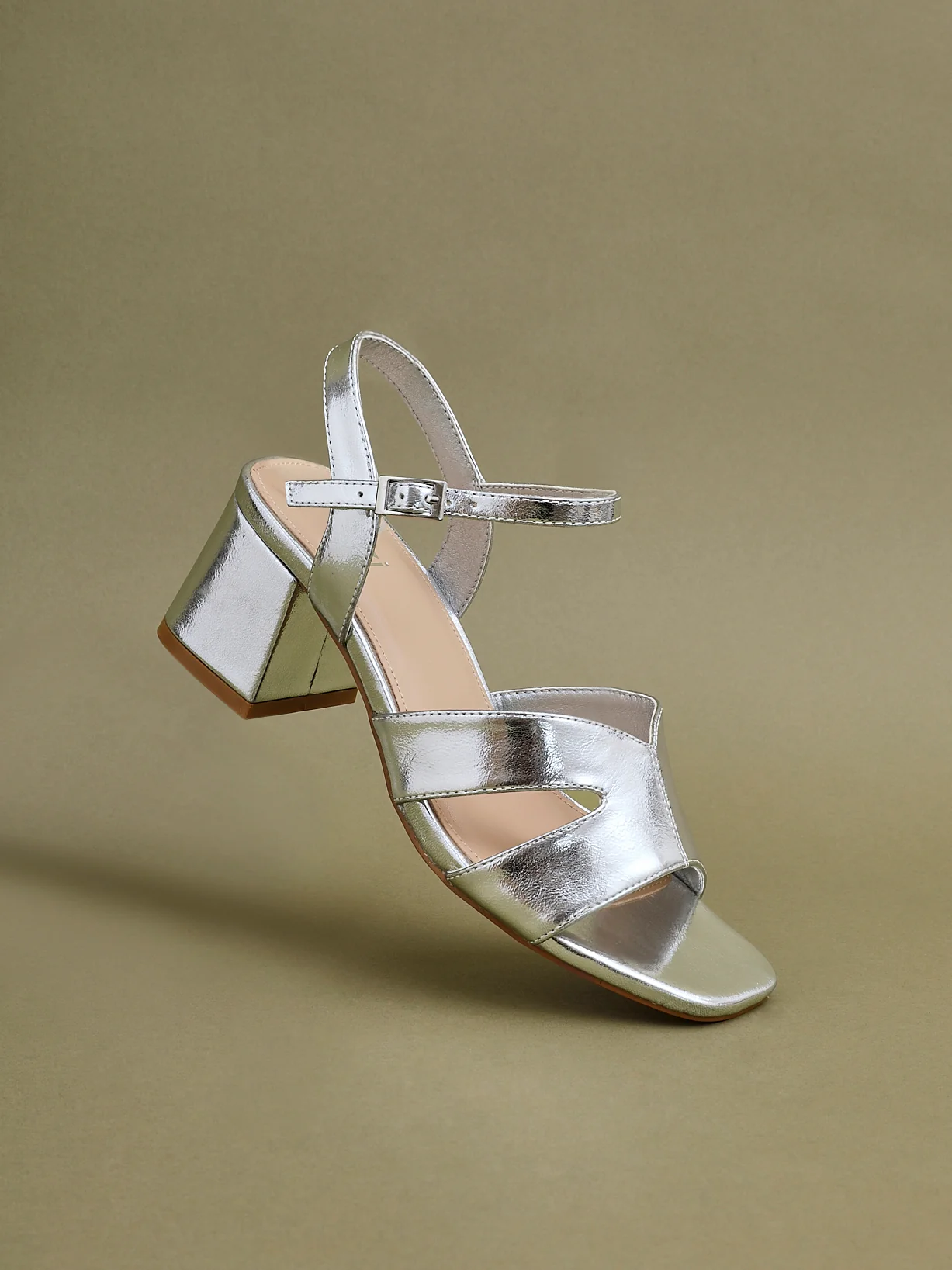 Empire Wide Fit Silver Block Heels - Image 6