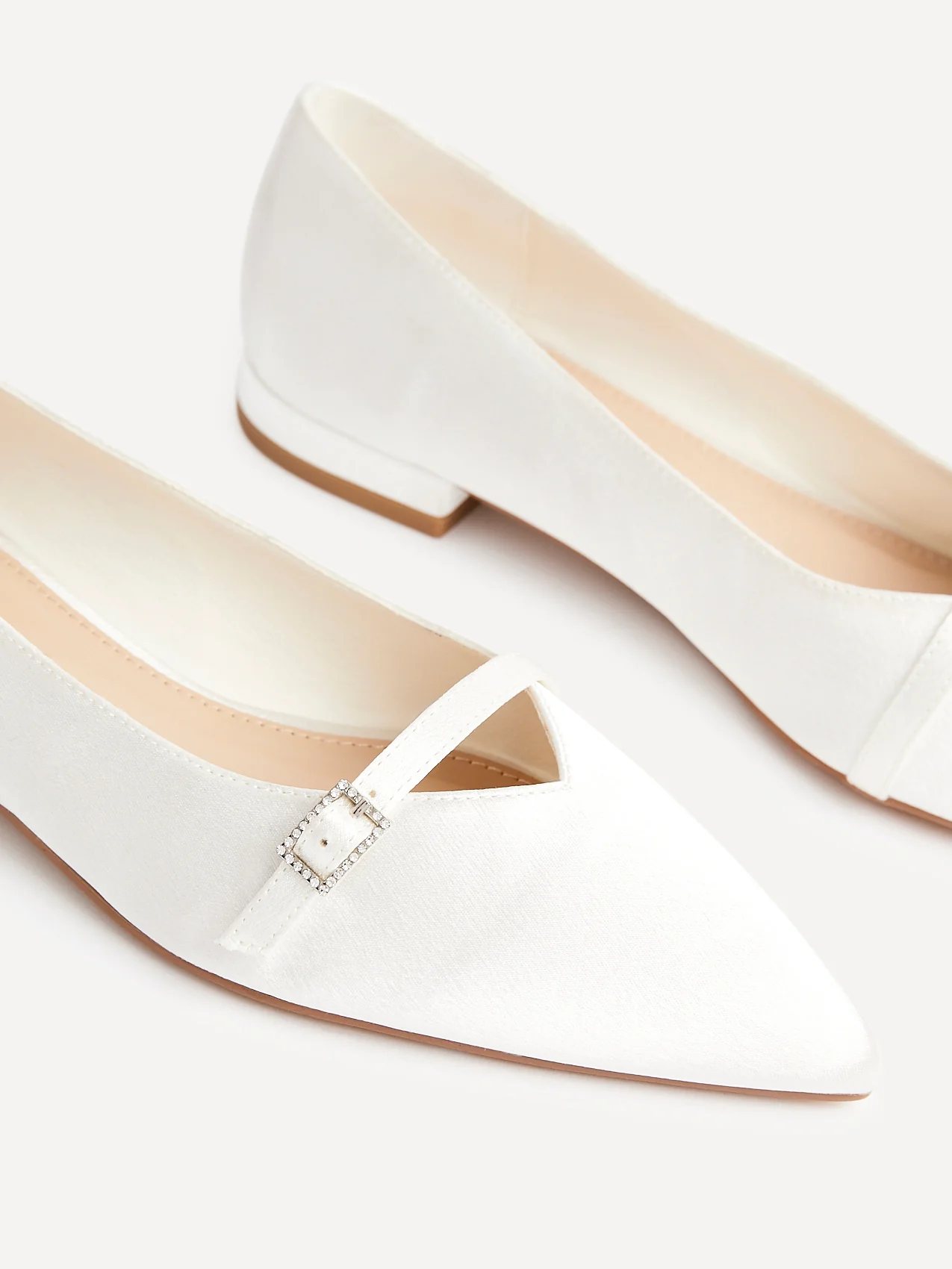 Engaged Bridal Ivory Satin Ballet Flats - Image 4