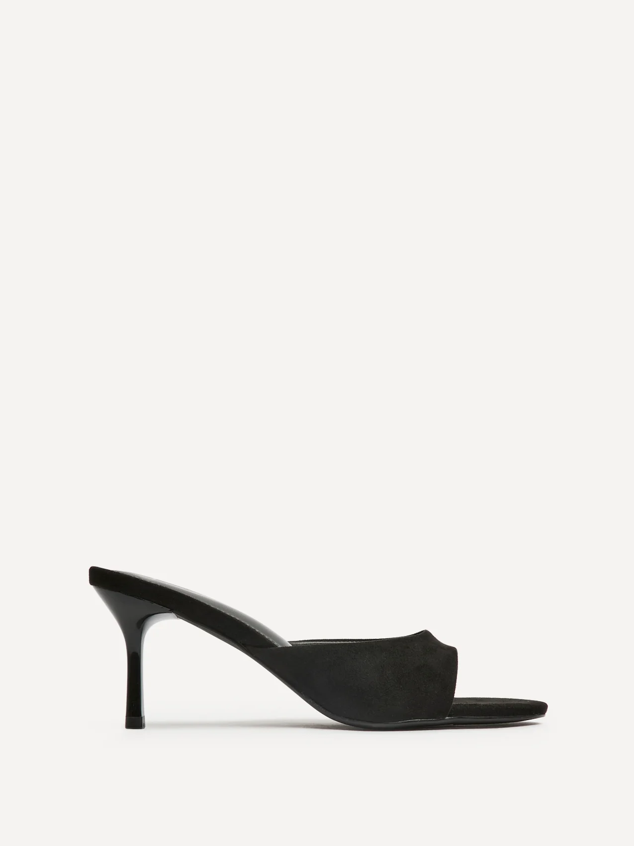 Erin Black Faux Suede Mule Heels - Image 2