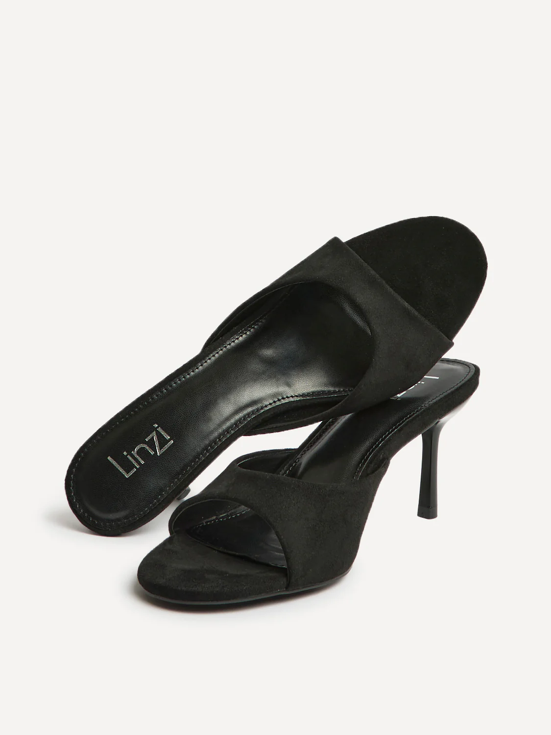 Erin Black Faux Suede Mule Heels - Image 5